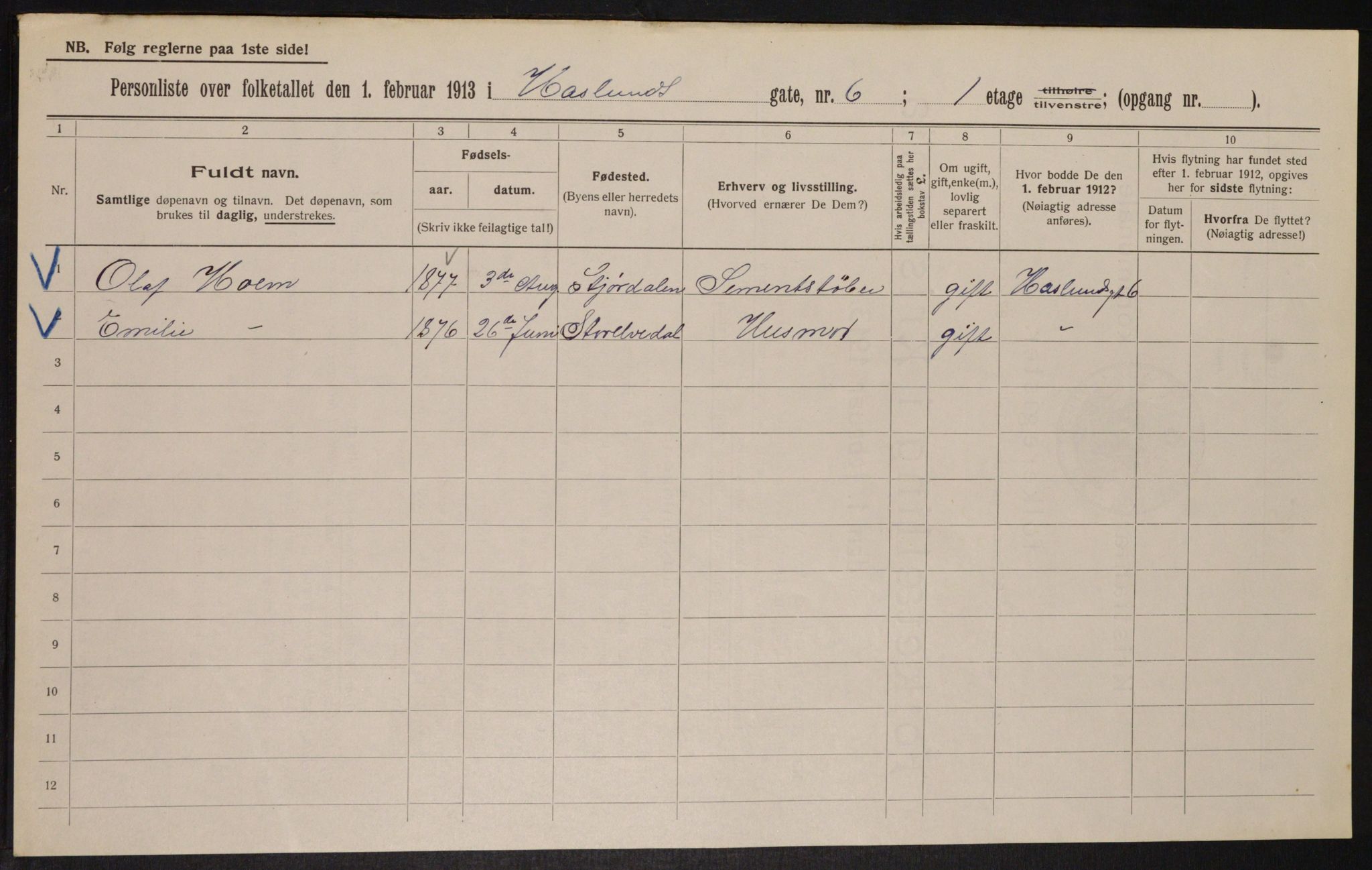 OBA, Kommunal folketelling 1.2.1913 for Kristiania, 1913, s. 26962