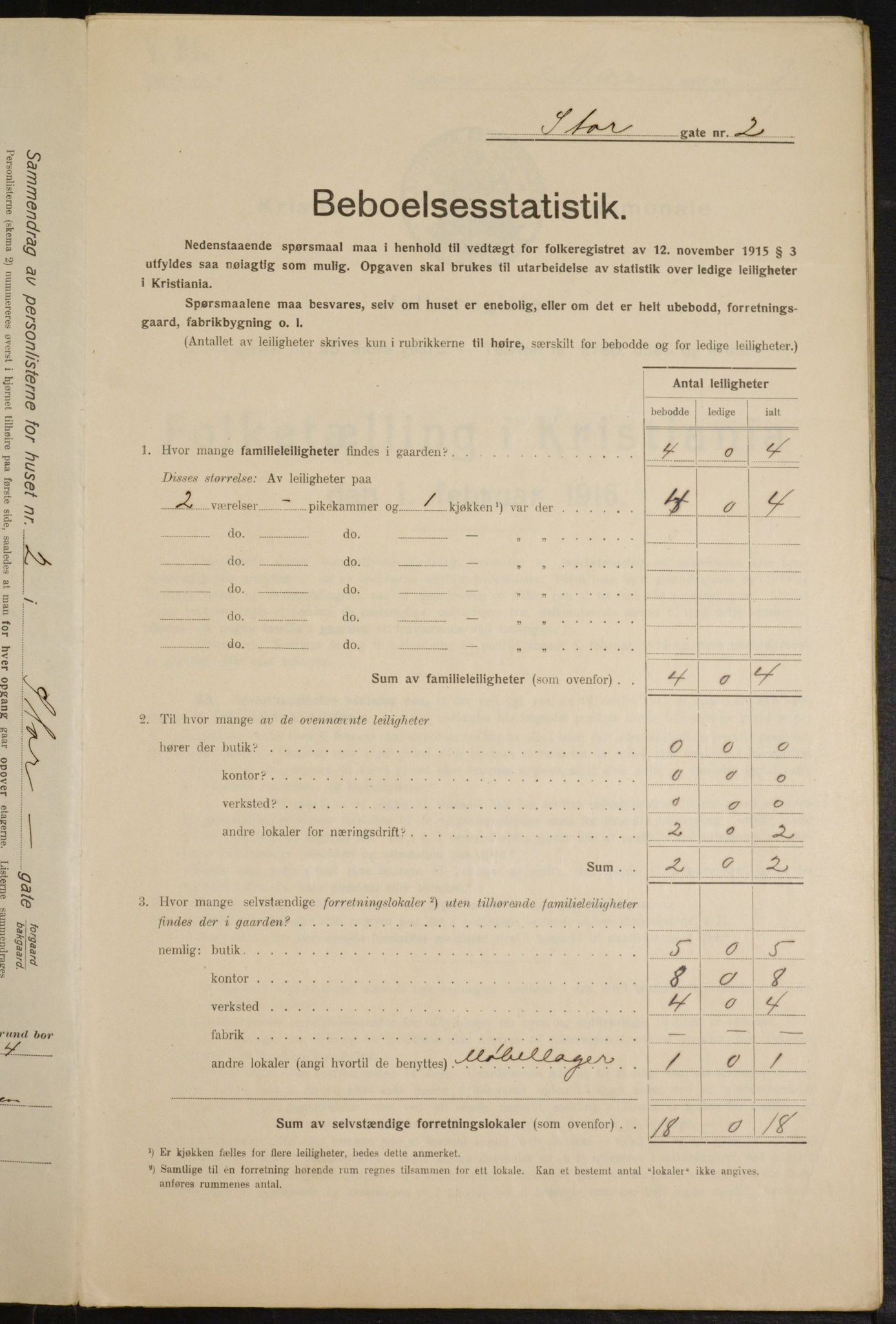 OBA, Kommunal folketelling 1.2.1916 for Kristiania, 1916, s. 105705