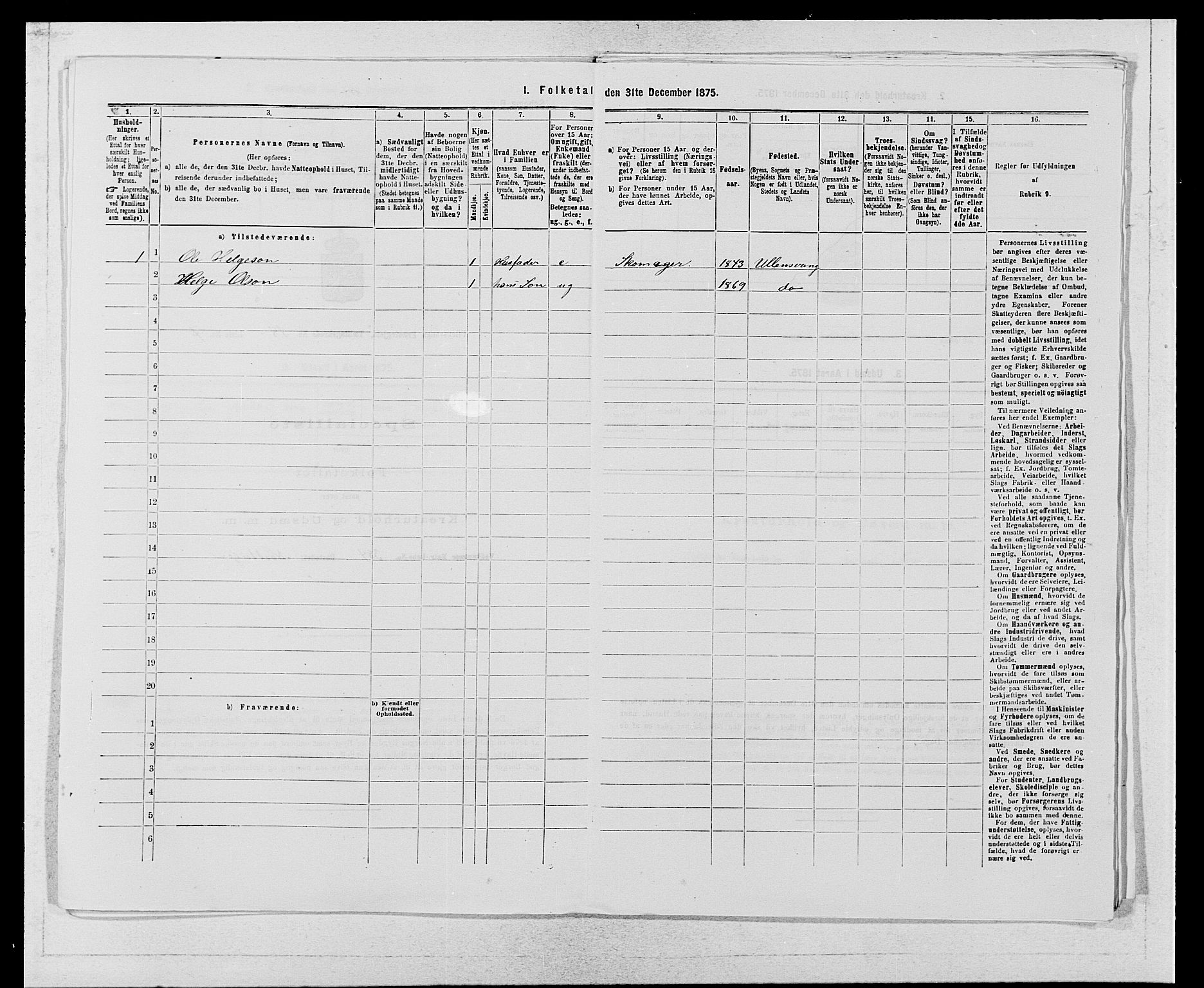 SAB, Folketelling 1875 for 1230P Ullensvang prestegjeld, 1875, s. 1872