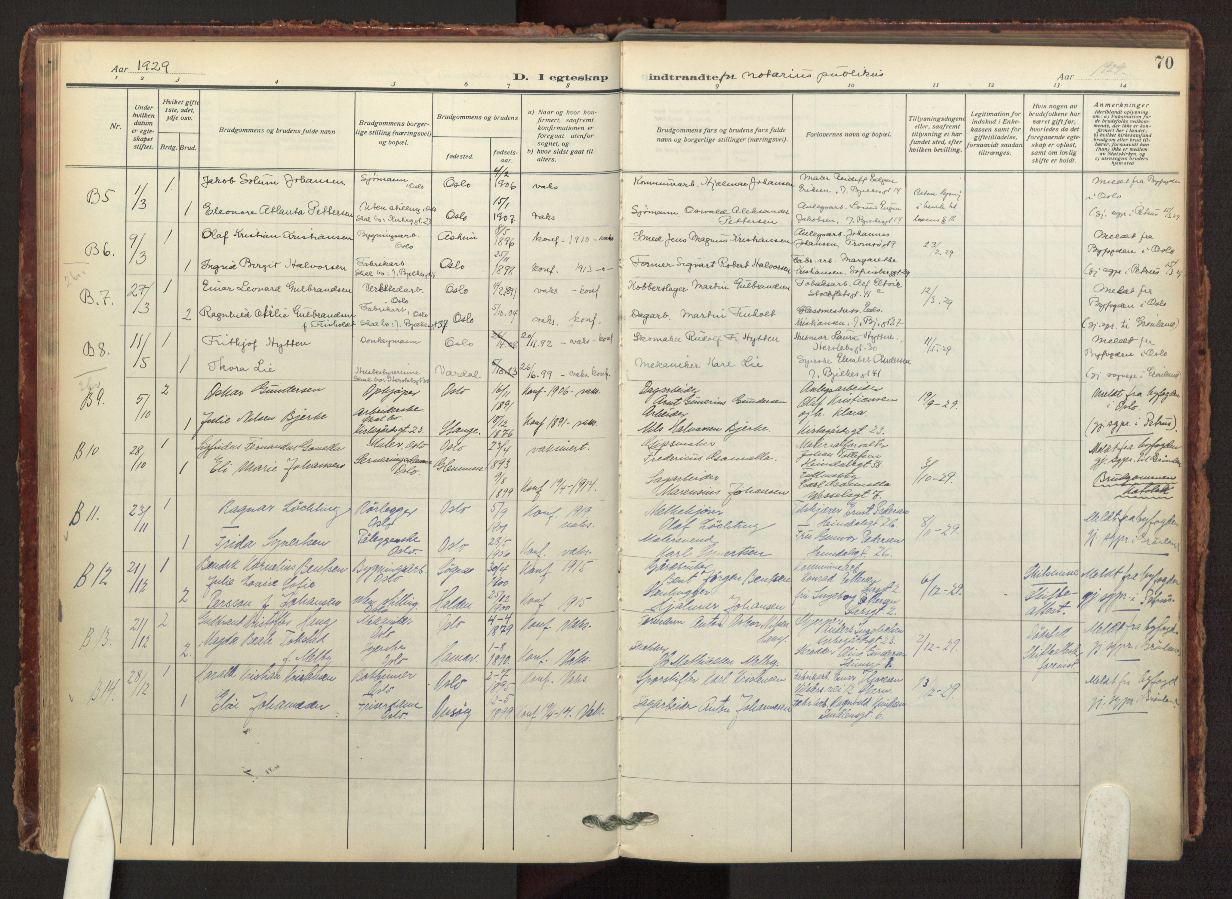 Tøyen prestekontor Kirkebøker, AV/SAO-A-10167a/F/Fa/L0003: Ministerialbok nr. I 3, 1917-1933, s. 70