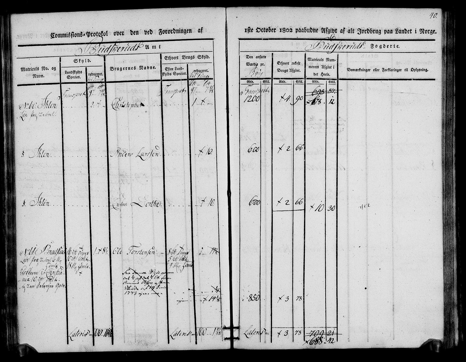 Rentekammeret inntil 1814, Realistisk ordnet avdeling, AV/RA-EA-4070/N/Ne/Nea/L0064: Buskerud fogderi. Kommisjonsprotokoll for Lier prestegjeld, 1803, s. 40