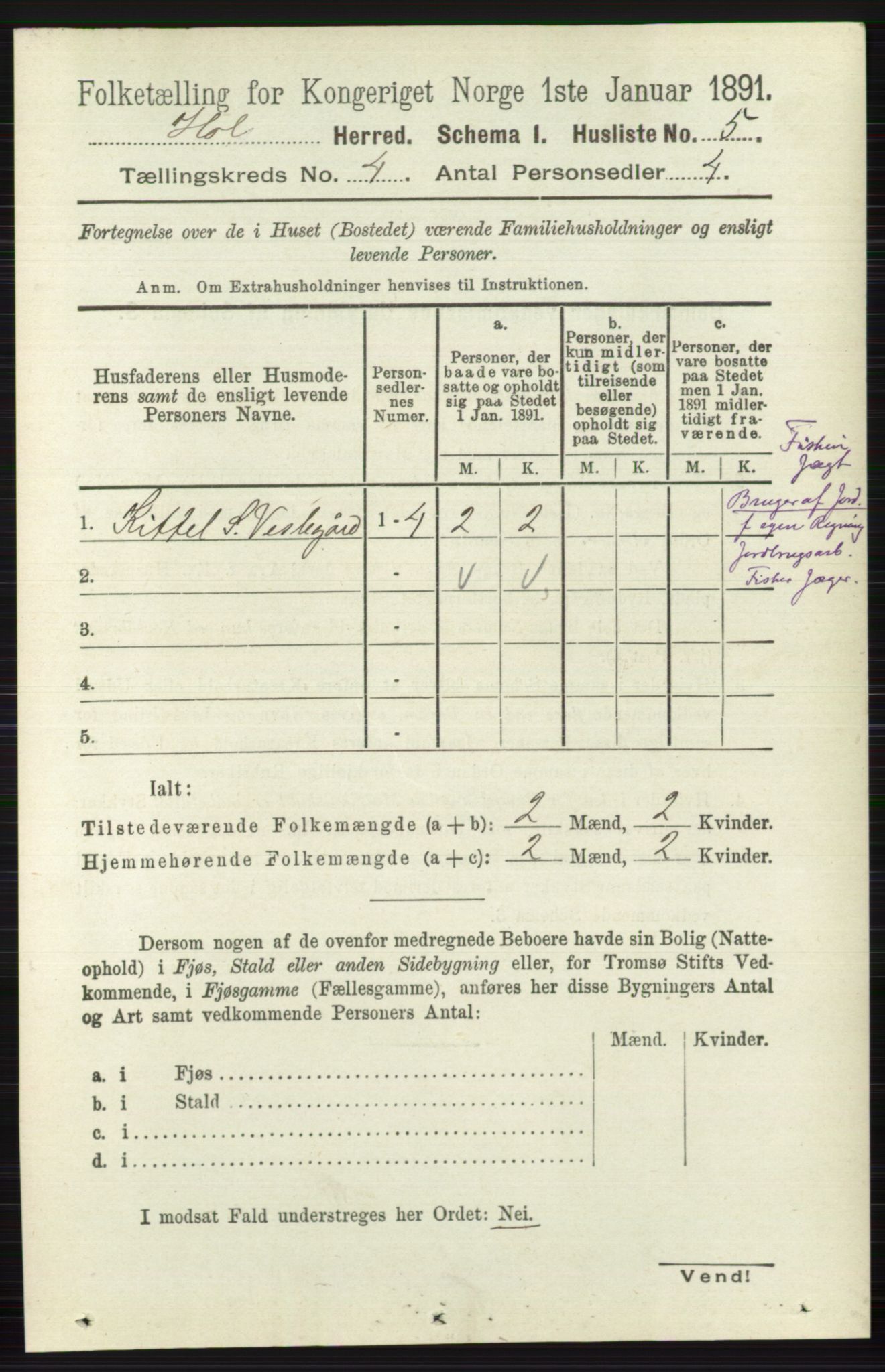 RA, Folketelling 1891 for 0620 Hol herred, 1891, s. 1230