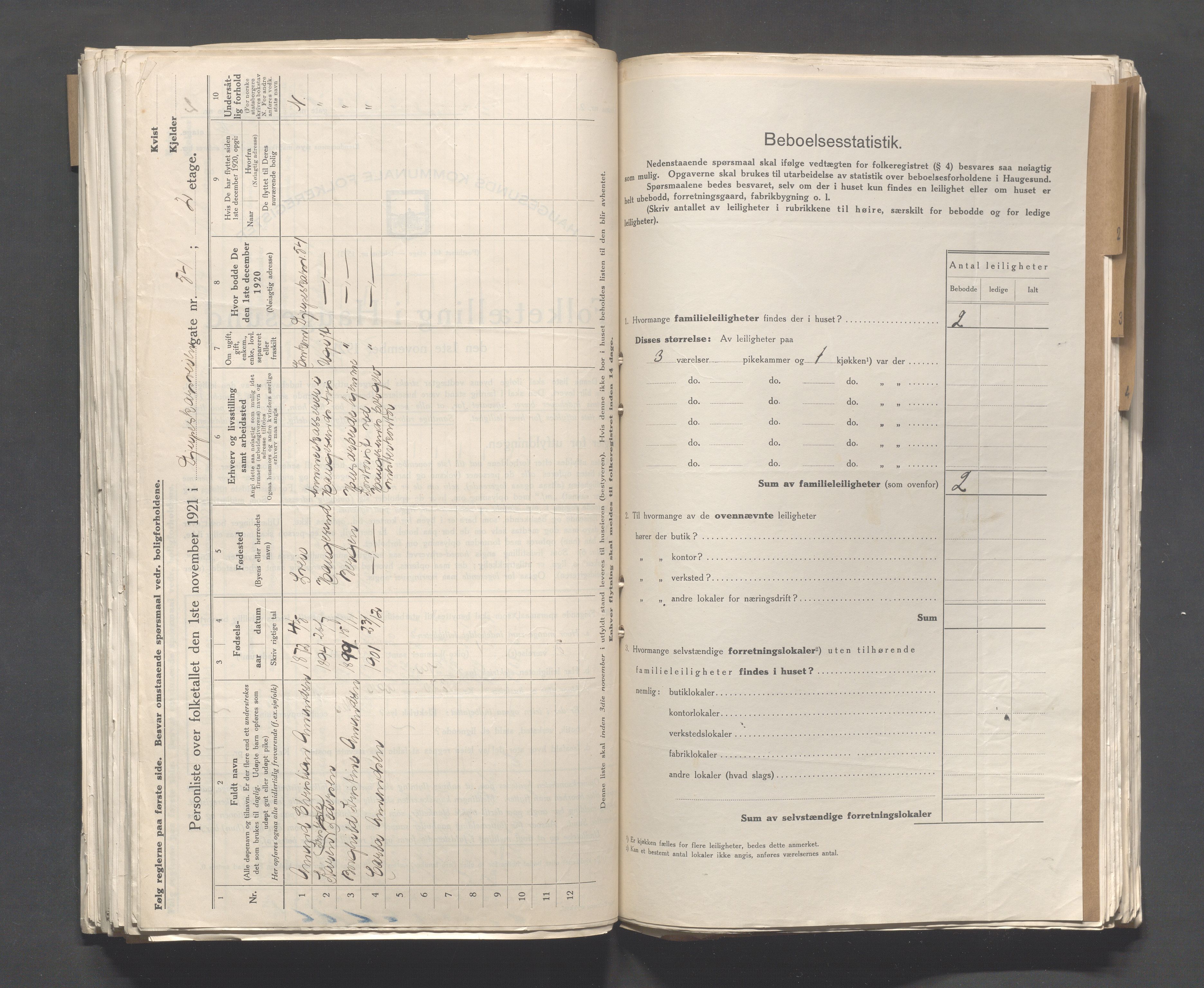 IKAR, Kommunal folketelling 1.11.1921 for Haugesund, 1921, s. 641