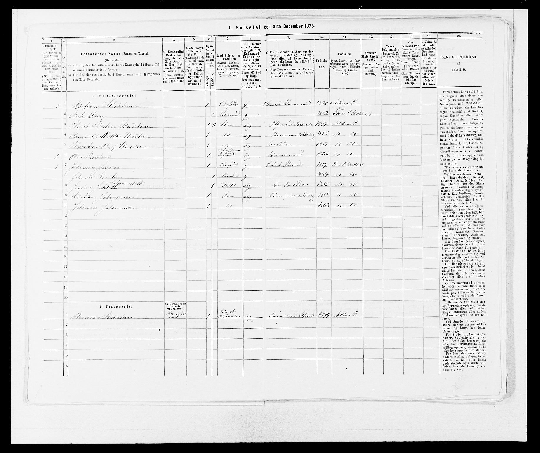 SAB, Folketelling 1875 for 1247P Askøy prestegjeld, 1875, s. 1005