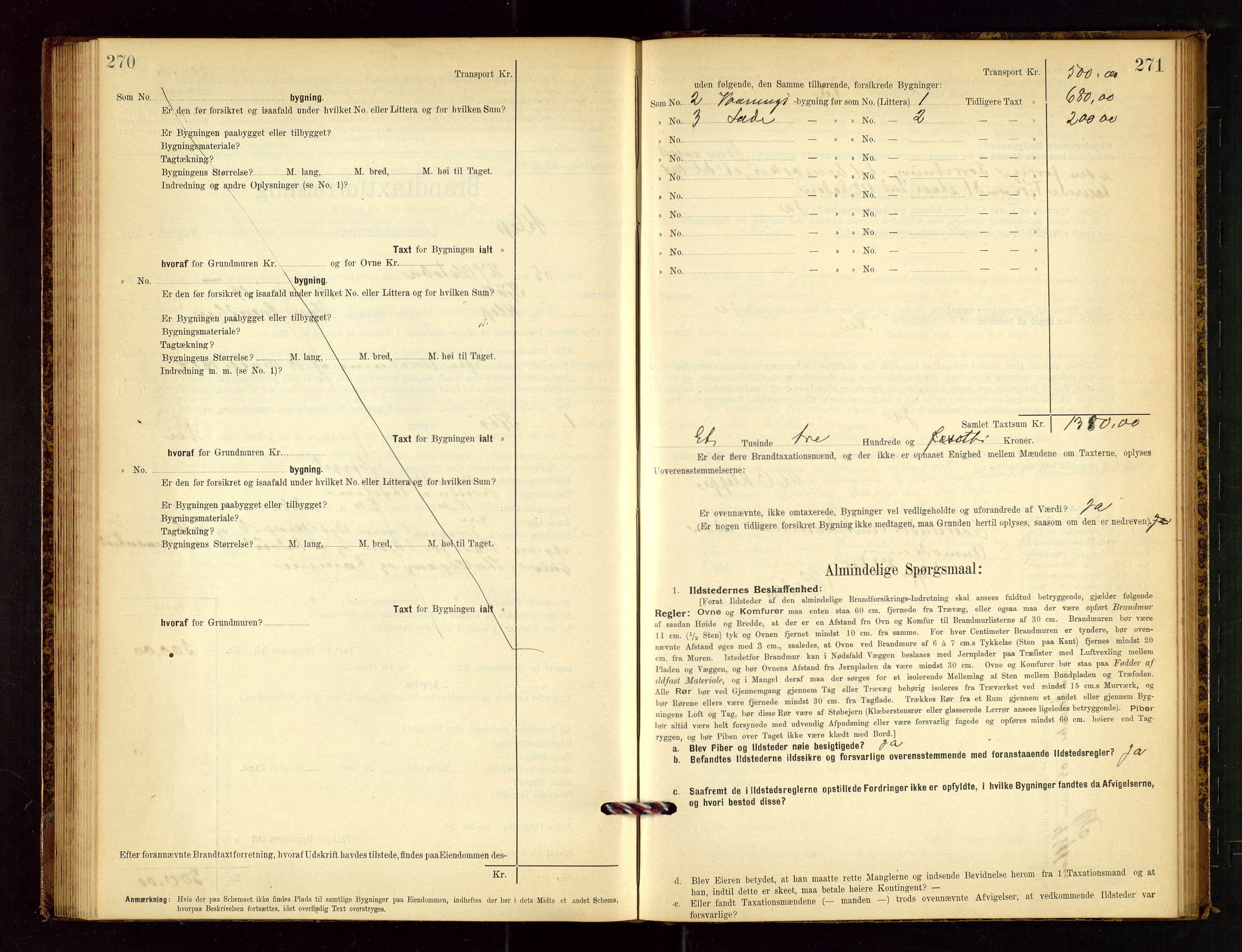 Klepp lensmannskontor, AV/SAST-A-100163/Goc/L0003: "Brandtaxationsprotokol" m/register, 1902-1907, s. 270-271