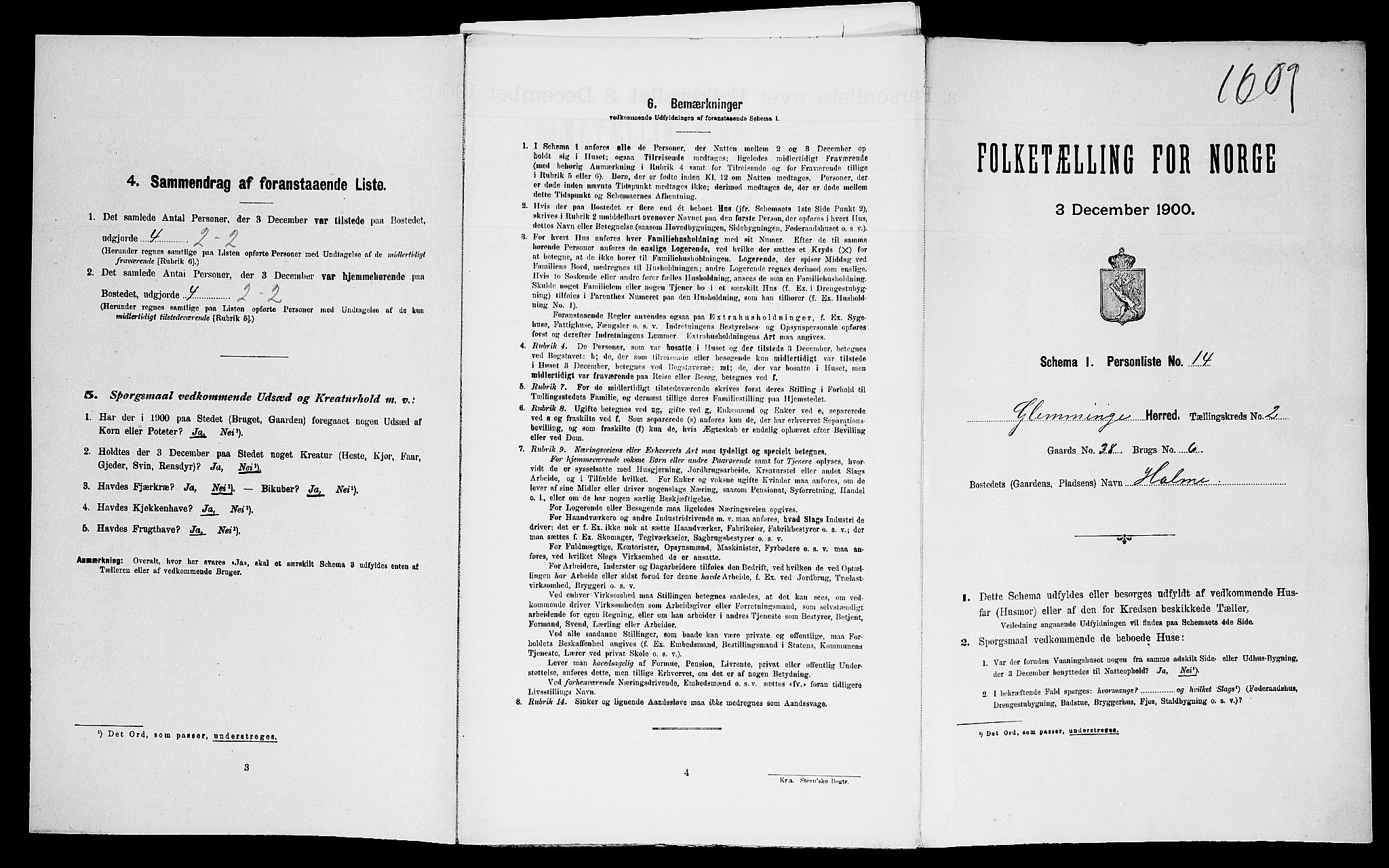 SAO, Folketelling 1900 for 0132 Glemmen herred, 1900, s. 152
