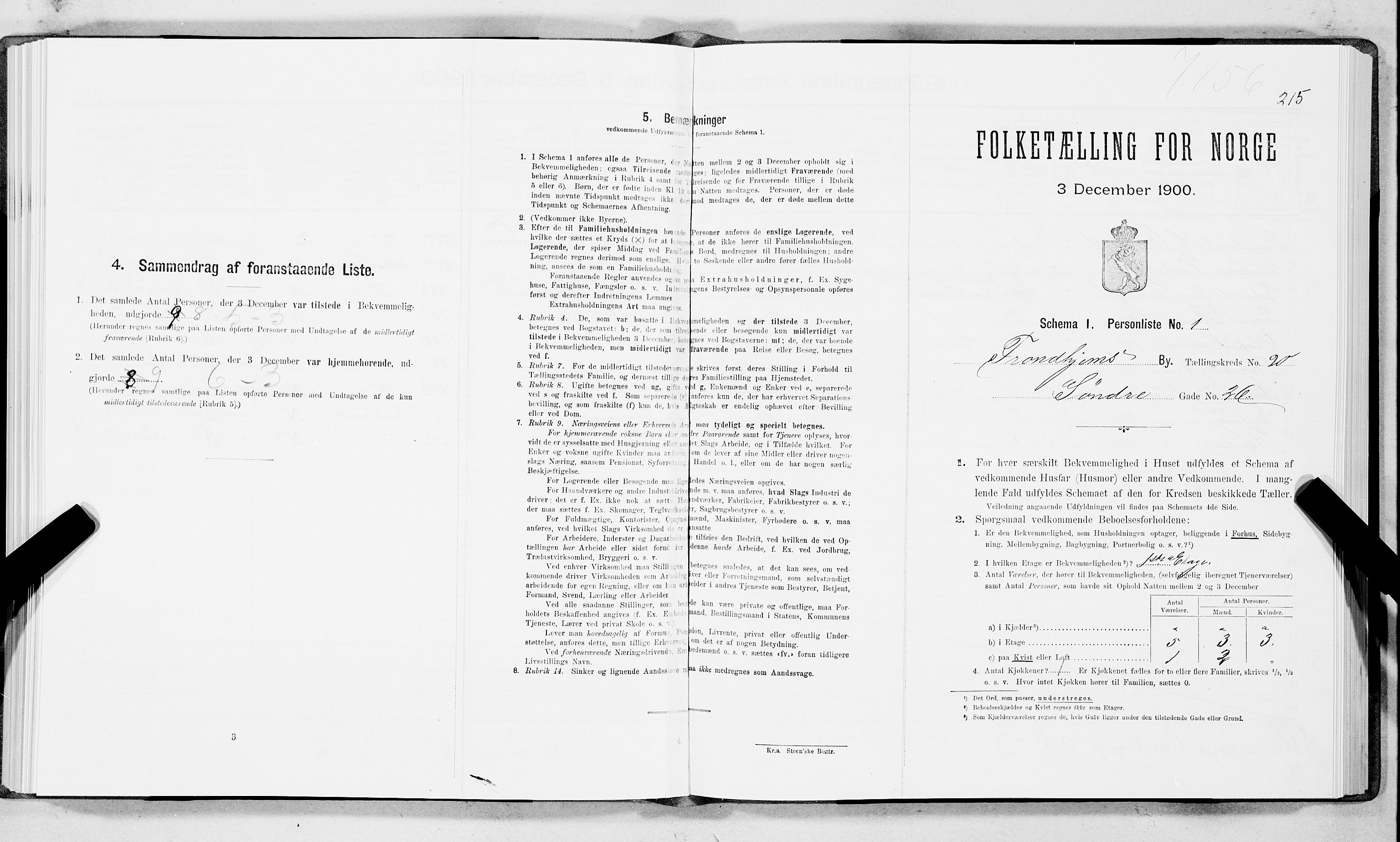 SAT, Folketelling 1900 for 1601 Trondheim kjøpstad, 1900, s. 3280