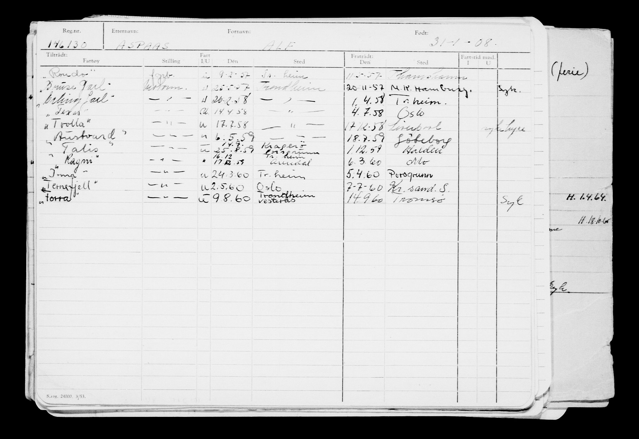 Direktoratet for sjømenn, AV/RA-S-3545/G/Gb/L0075: Hovedkort, 1908, s. 401