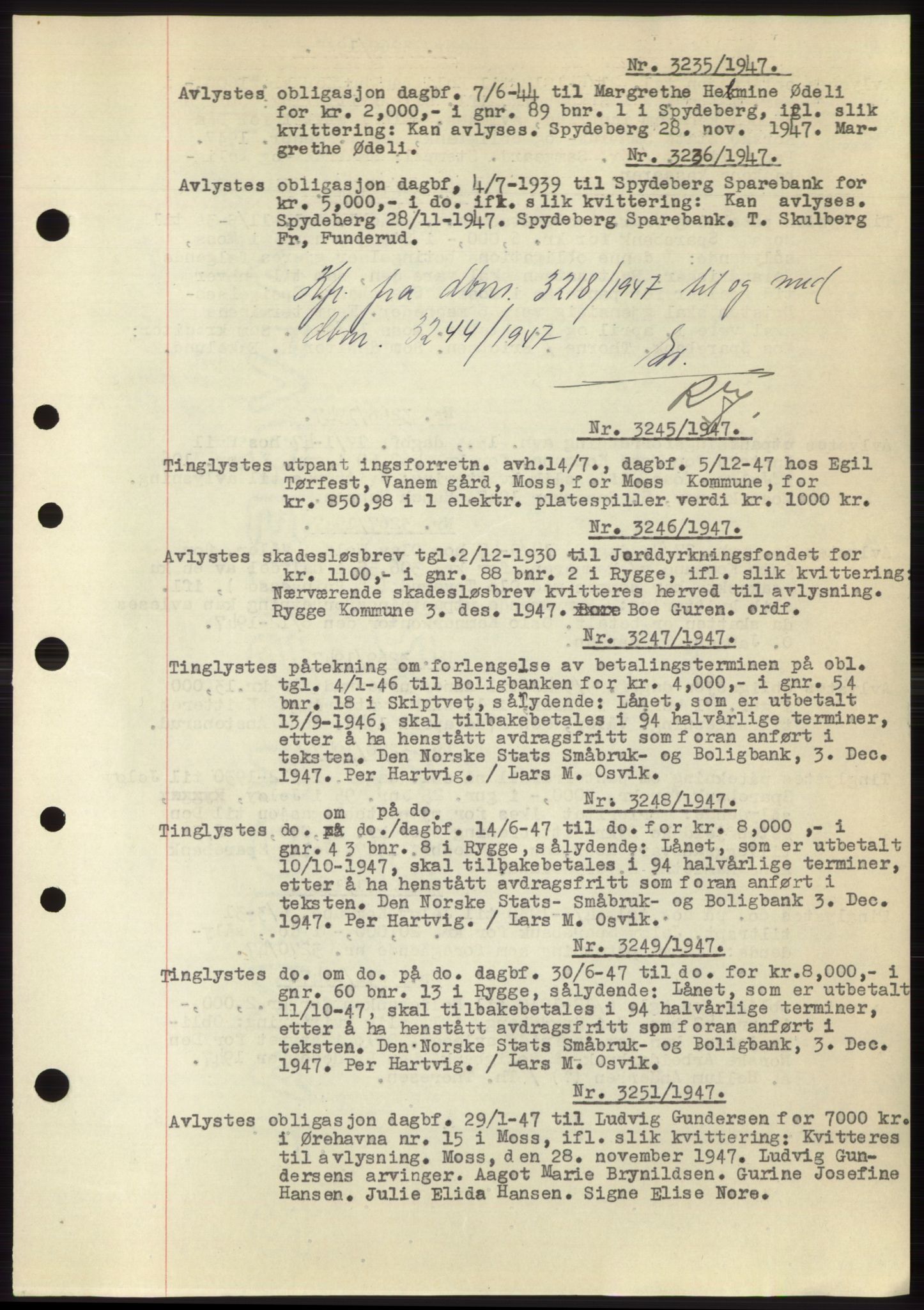 Moss sorenskriveri, SAO/A-10168: Pantebok nr. C10, 1938-1950, Dagboknr: 3235/1947