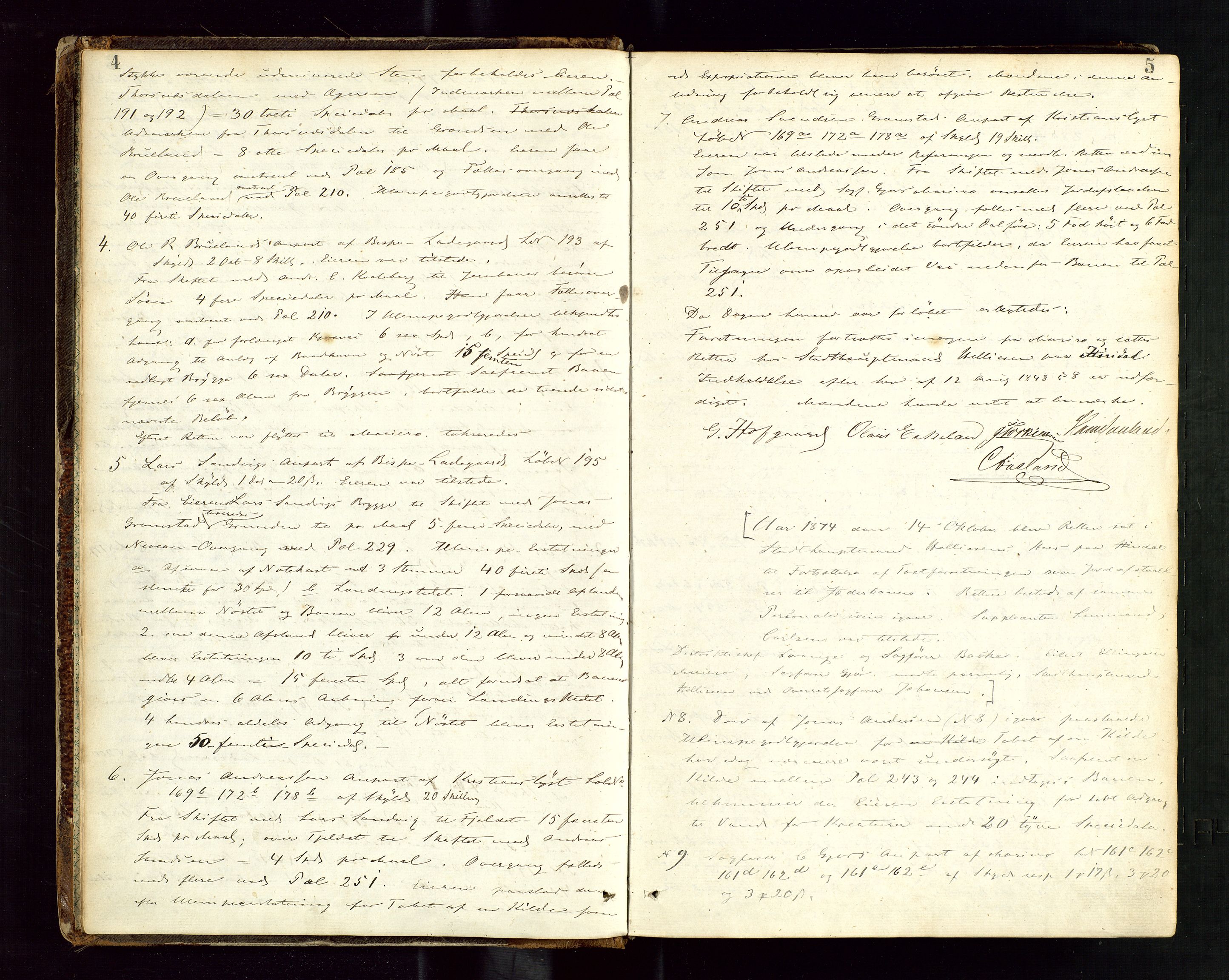 Jæren sorenskriveri, AV/SAST-A-100310/01/3/30/30BB/L0006: Ekstrarettsprotokoll 14, 1874-1879, s. 4-5