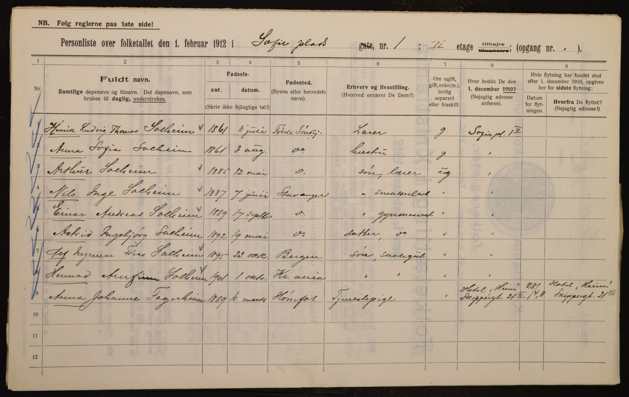 OBA, Kommunal folketelling 1.2.1912 for Kristiania, 1912, s. 99655