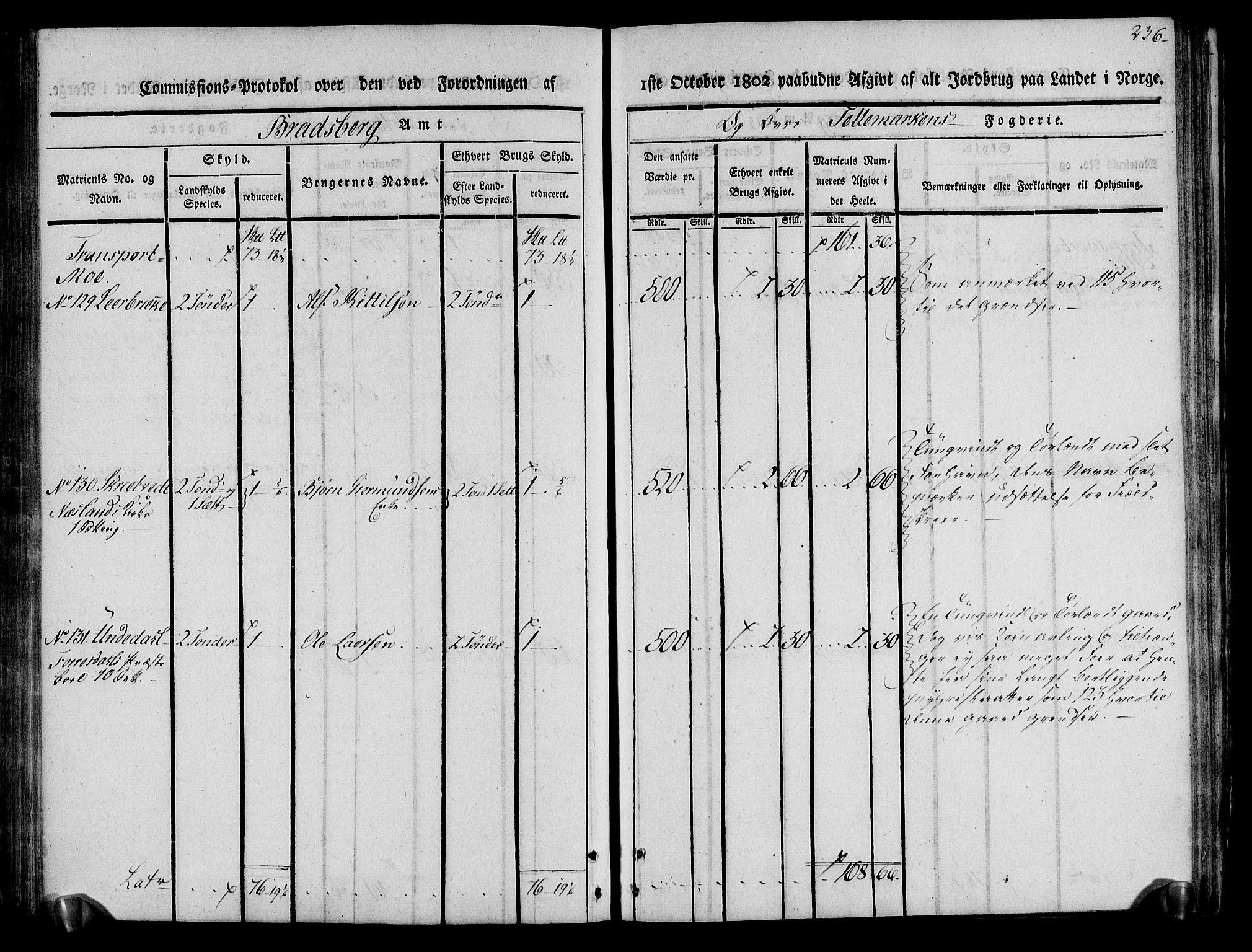 Rentekammeret inntil 1814, Realistisk ordnet avdeling, AV/RA-EA-4070/N/Ne/Nea/L0075: Øvre Telemarken fogderi. Kommisjonsprotokoll for fogderiets vestre del - Kviteseid, Vinje, Moland [):Fyresdal] og Lårdal prestegjeld., 1803, s. 238