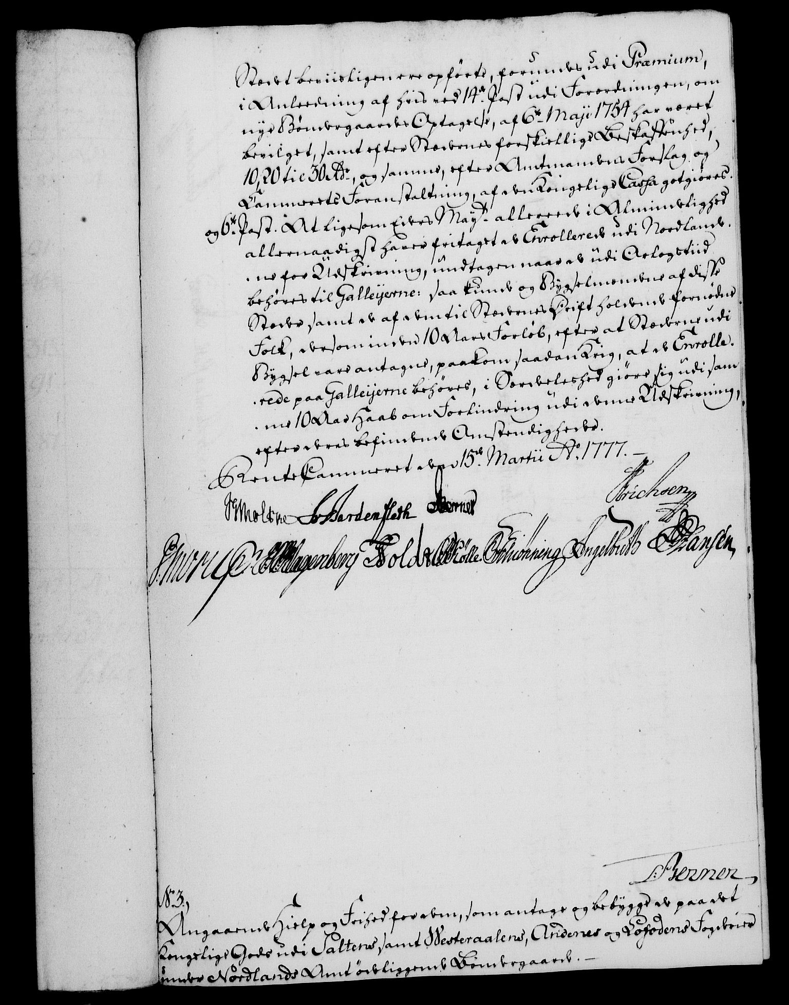 Rentekammeret, Kammerkanselliet, RA/EA-3111/G/Gf/Gfa/L0059: Norsk relasjons- og resolusjonsprotokoll (merket RK 52.59), 1777, s. 87