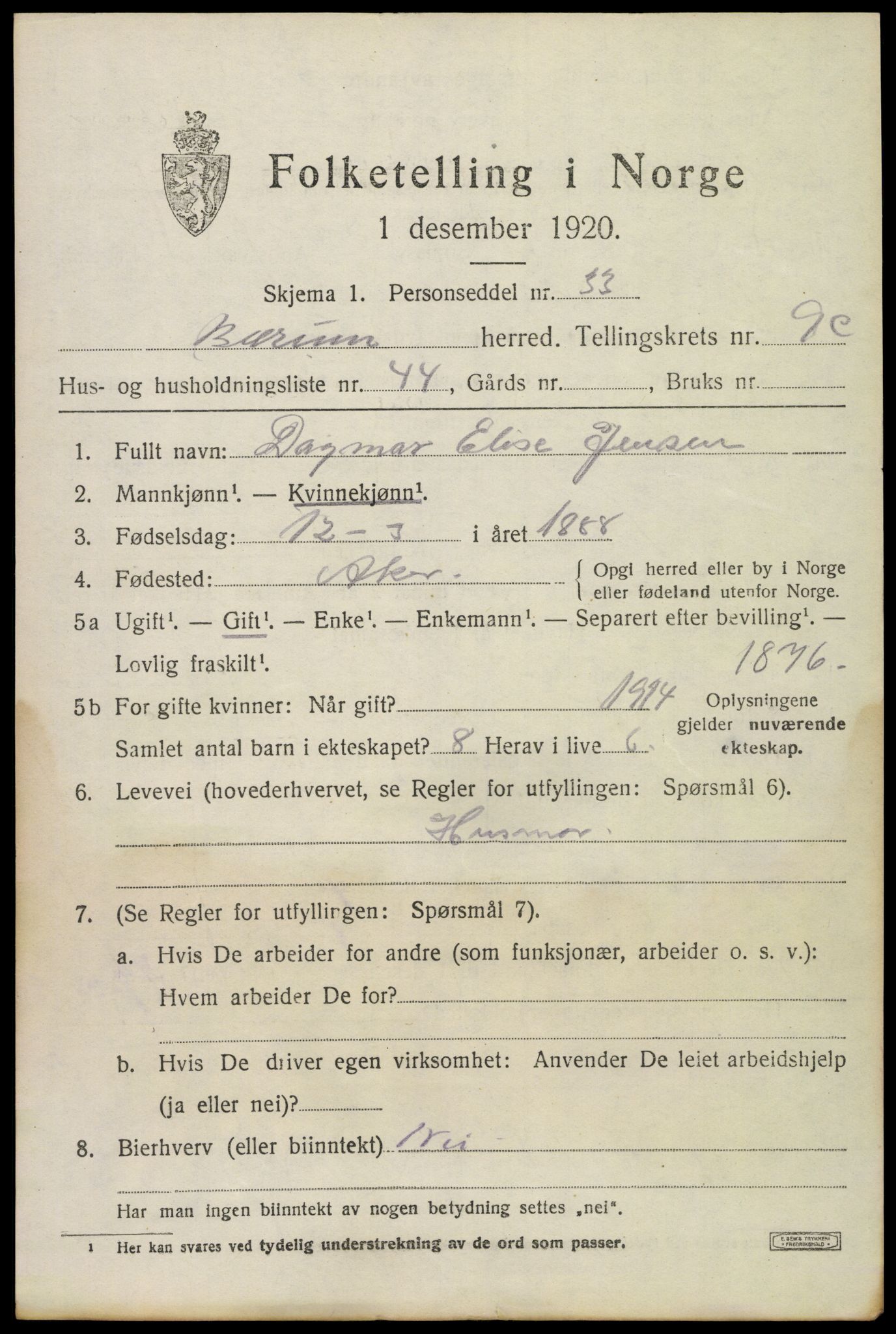 SAO, Folketelling 1920 for 0219 Bærum herred, 1920, s. 22622