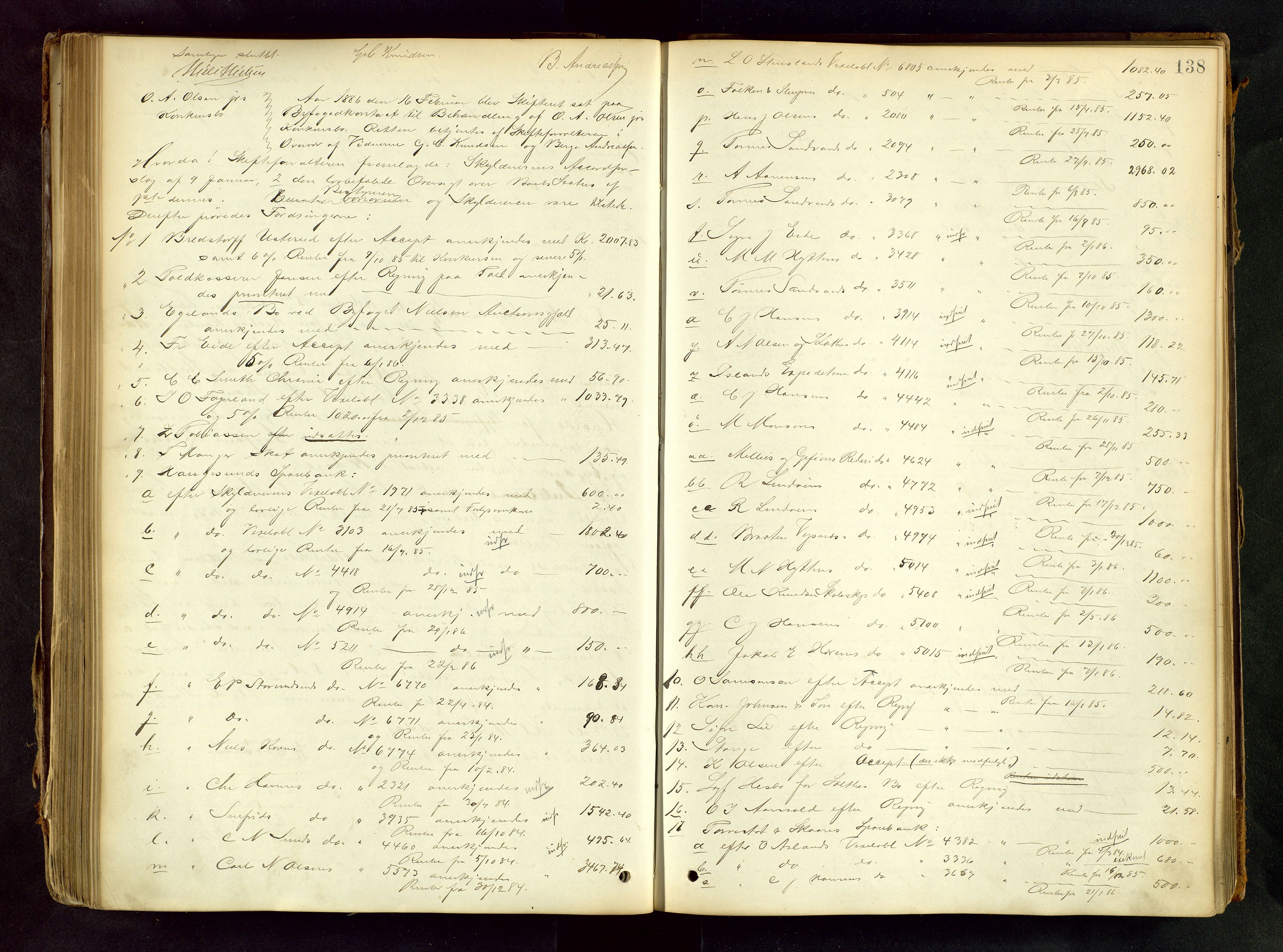 Haugesund tingrett, AV/SAST-A-101415/01/IV/IVA/L0004: Skifteprotokoll med register, 1883-1888, s. 137b-138a