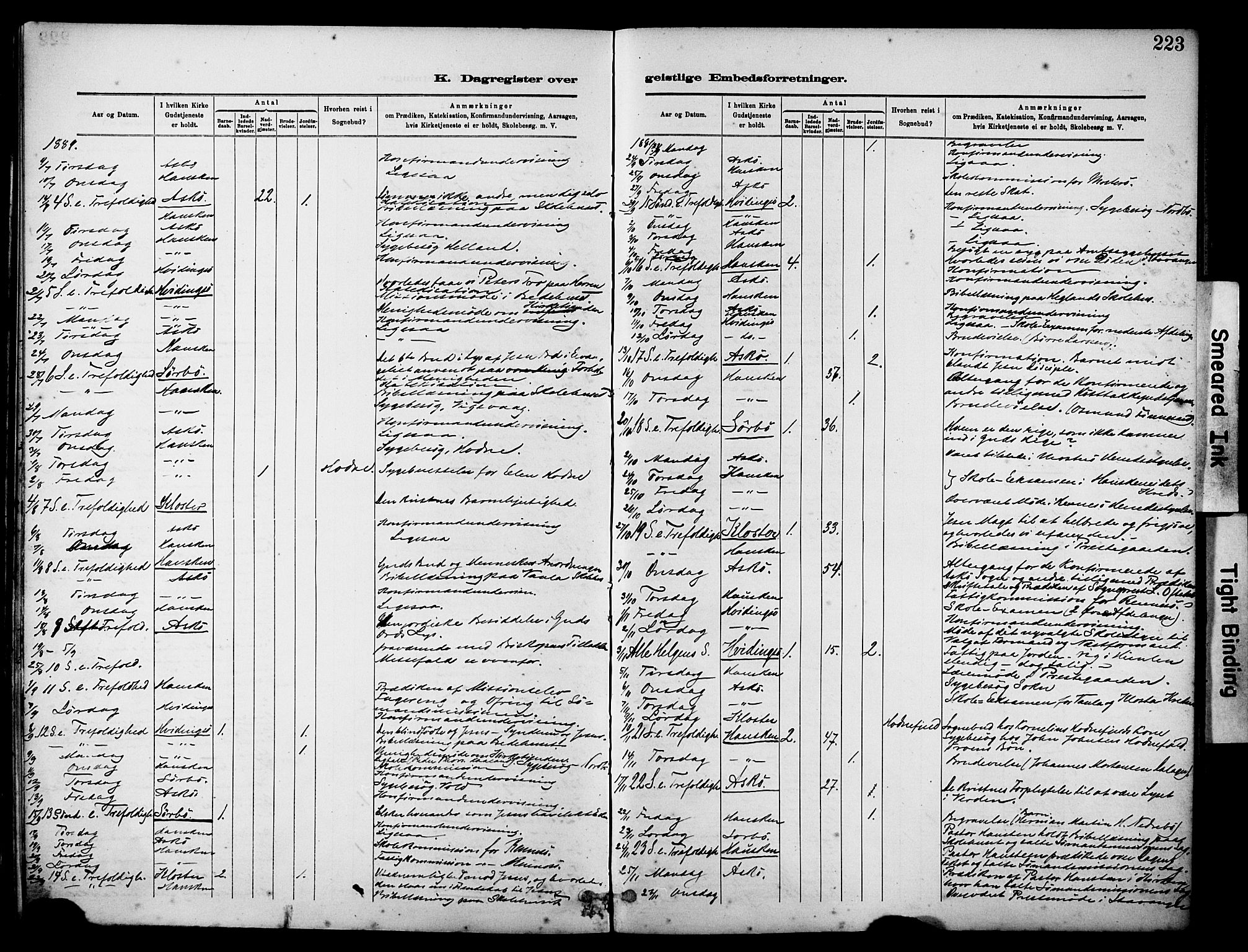 Rennesøy sokneprestkontor, AV/SAST-A -101827/H/Ha/Haa/L0012: Ministerialbok nr. A 13, 1885-1917, s. 223