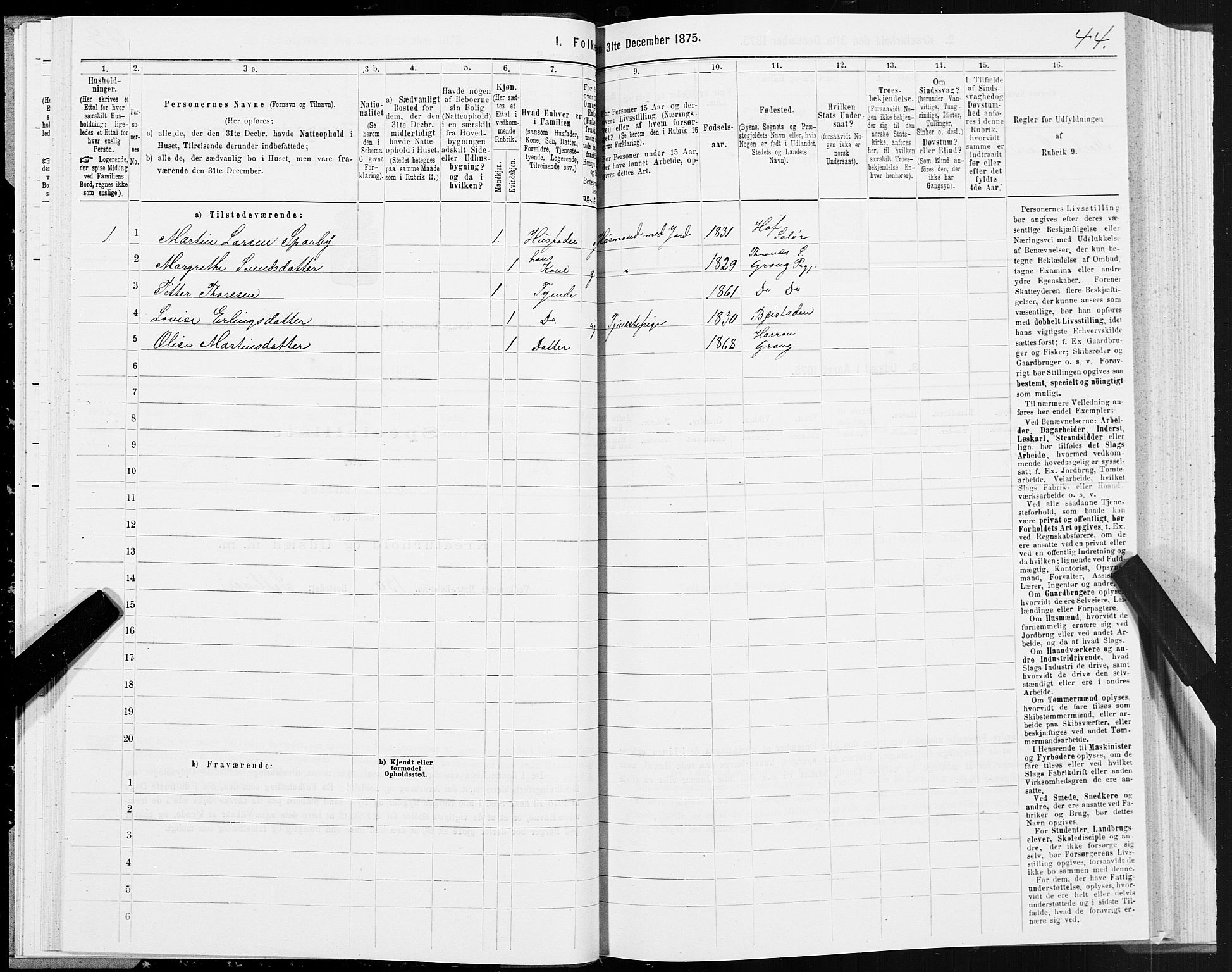 SAT, Folketelling 1875 for 1742P Grong prestegjeld, 1875, s. 3044