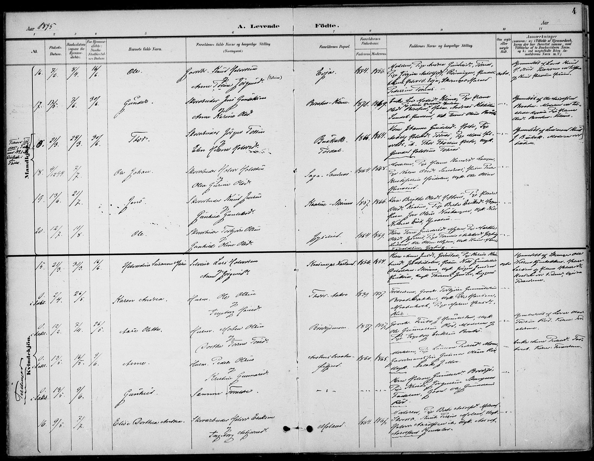 Drangedal kirkebøker, AV/SAKO-A-258/F/Fa/L0012: Ministerialbok nr. 12, 1895-1905, s. 4