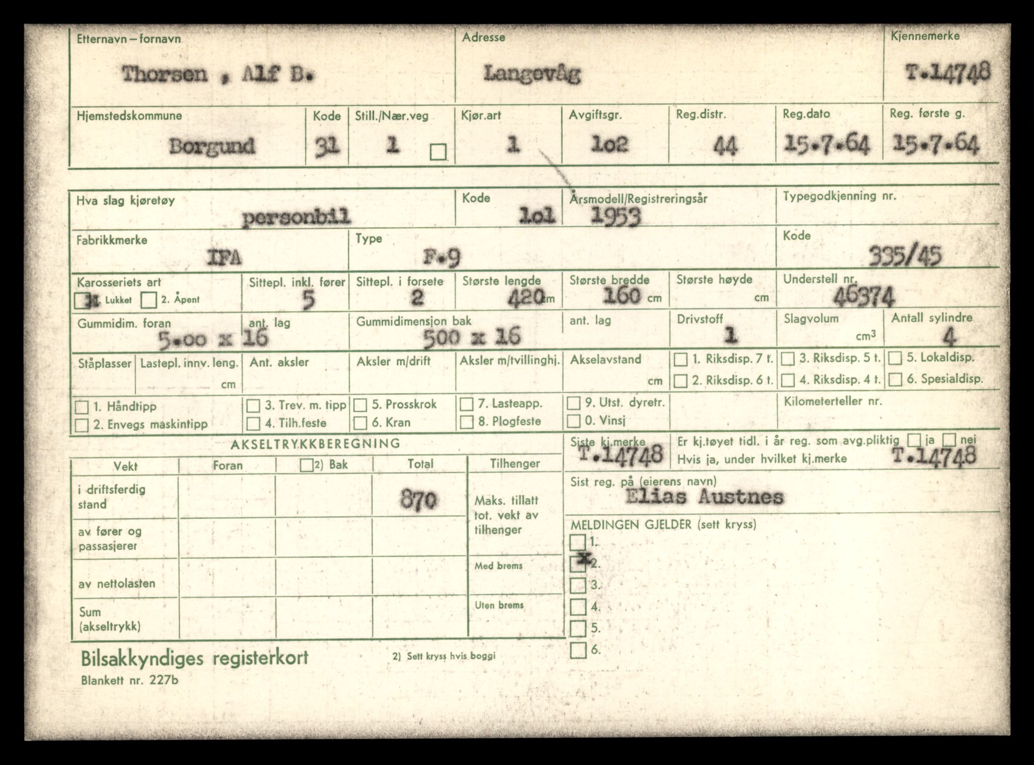 Møre og Romsdal vegkontor - Ålesund trafikkstasjon, AV/SAT-A-4099/F/Fe/L0048: Registreringskort for kjøretøy T 14721 - T 14863, 1927-1998, s. 573