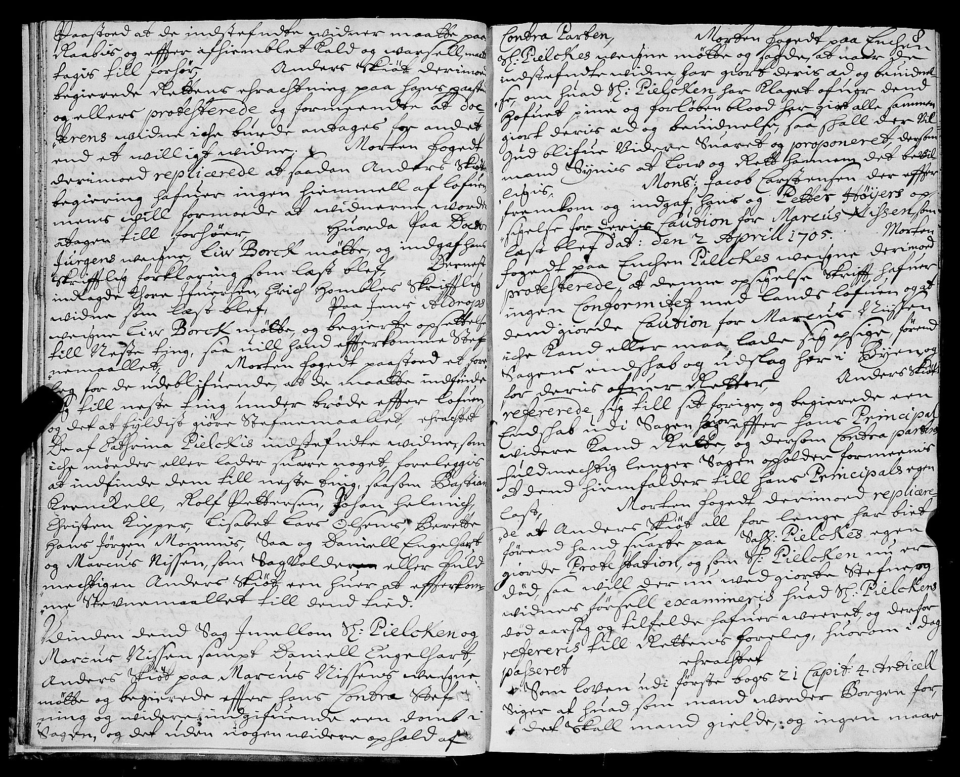 Trondheim byfogd, AV/SAT-A-0003/1/1/1A/L0026: Bytingsprotokoll - 26/3-4/3., 1705-1706, s. 7b-8a