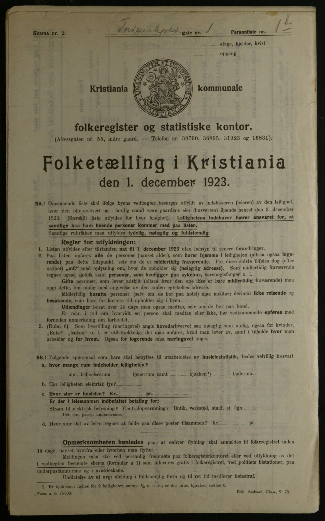 OBA, Kommunal folketelling 1.12.1923 for Kristiania, 1923, s. 125509