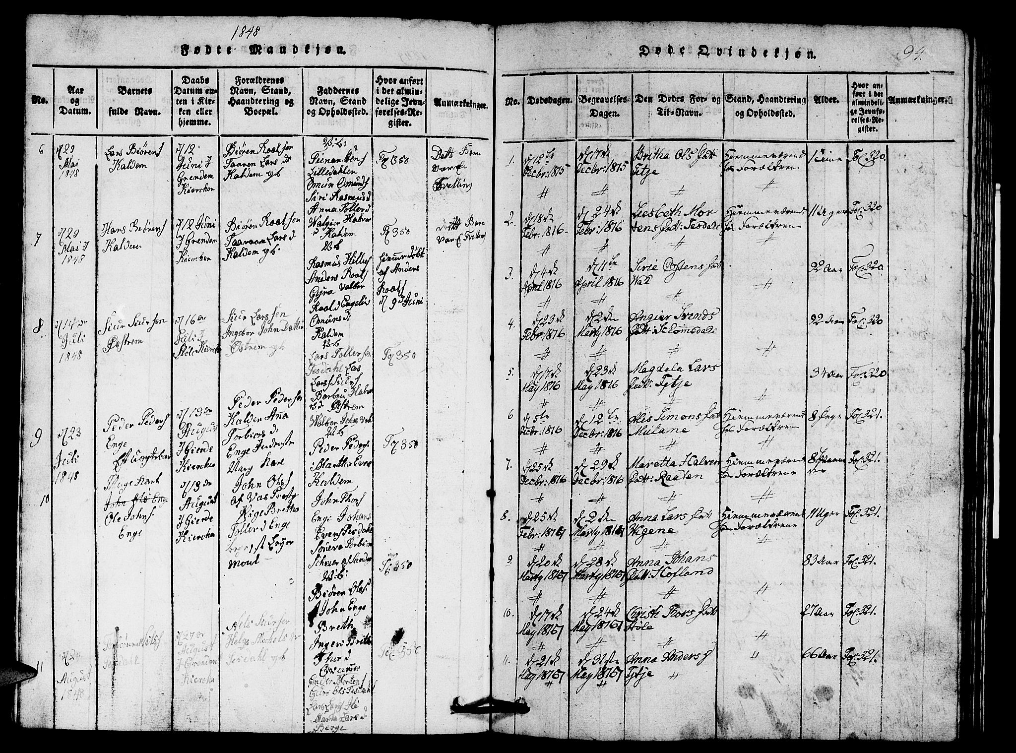 Etne sokneprestembete, AV/SAB-A-75001/H/Hab: Klokkerbok nr. A 1, 1815-1849, s. 94