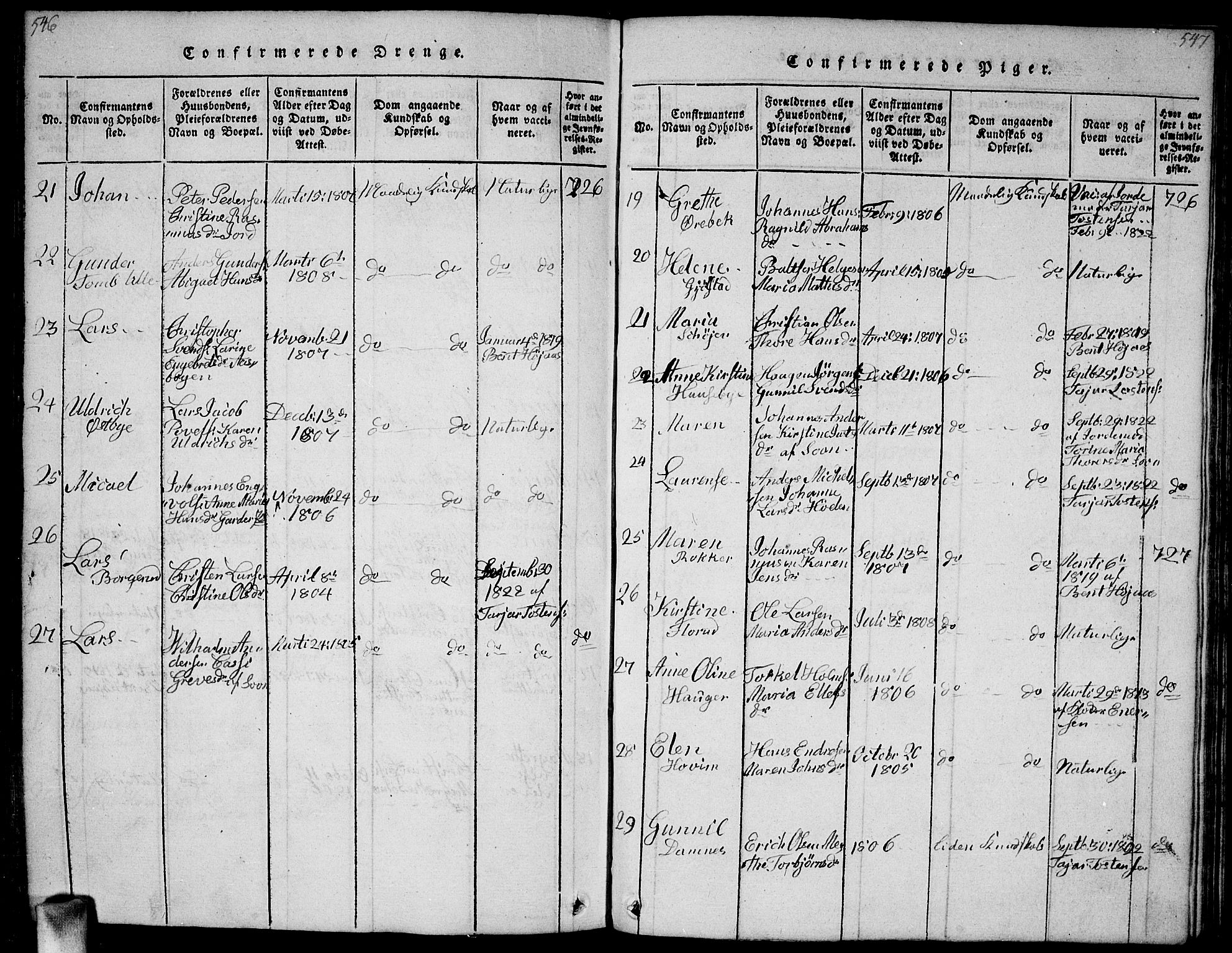 Vestby prestekontor Kirkebøker, SAO/A-10893/G/Ga/L0001: Klokkerbok nr. I 1, 1814-1827, s. 546-547