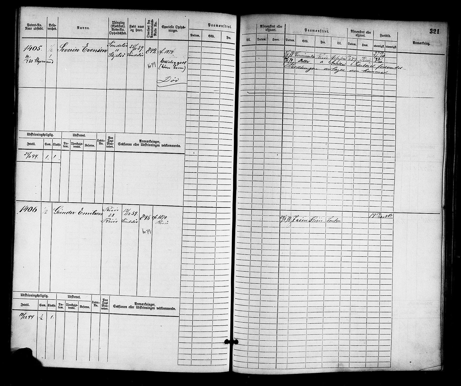 Risør mønstringskrets, SAK/2031-0010/F/Fb/L0003: Hovedrulle nr 767-1528, Q-3, 1868-1910, s. 328