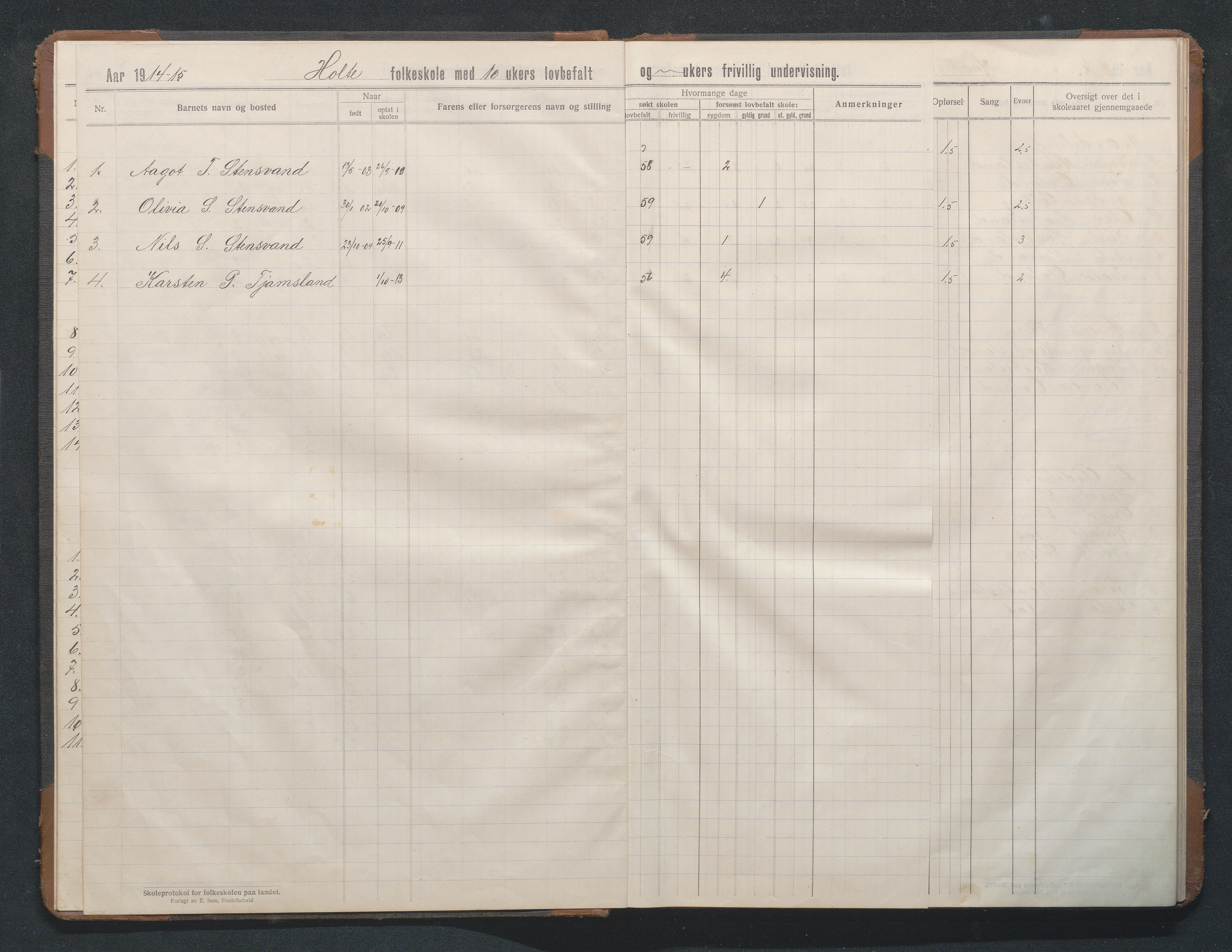 Birkenes kommune, Håbesland, Holte og Rislå skolekretser frem til 1991, AAKS/KA0928-550c_91/F02/L0003: Skoleprotokoll Håbesland og Holte, 1913-1955