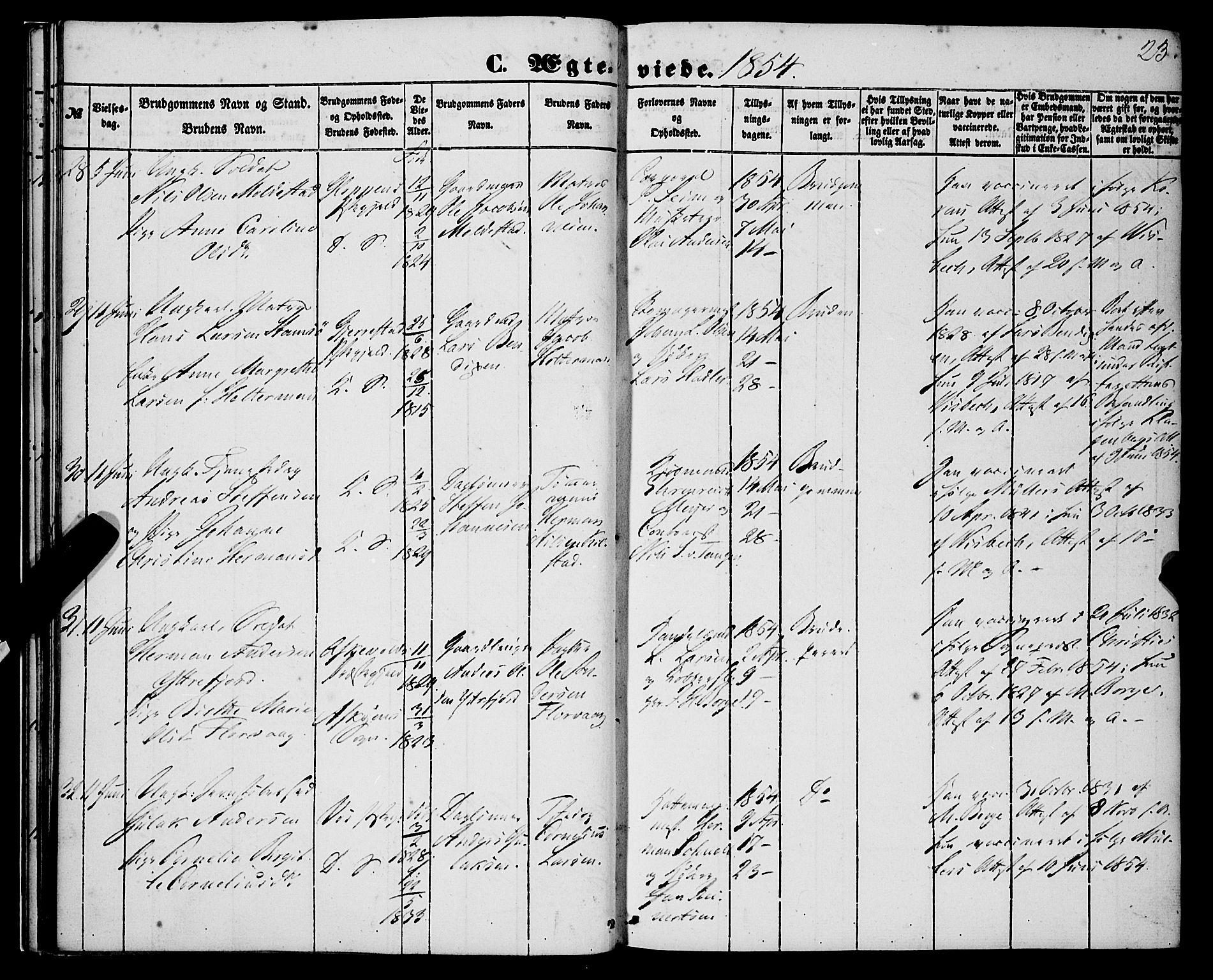 Korskirken sokneprestembete, SAB/A-76101/H/Haa/L0035: Ministerialbok nr. D 2, 1852-1867, s. 23