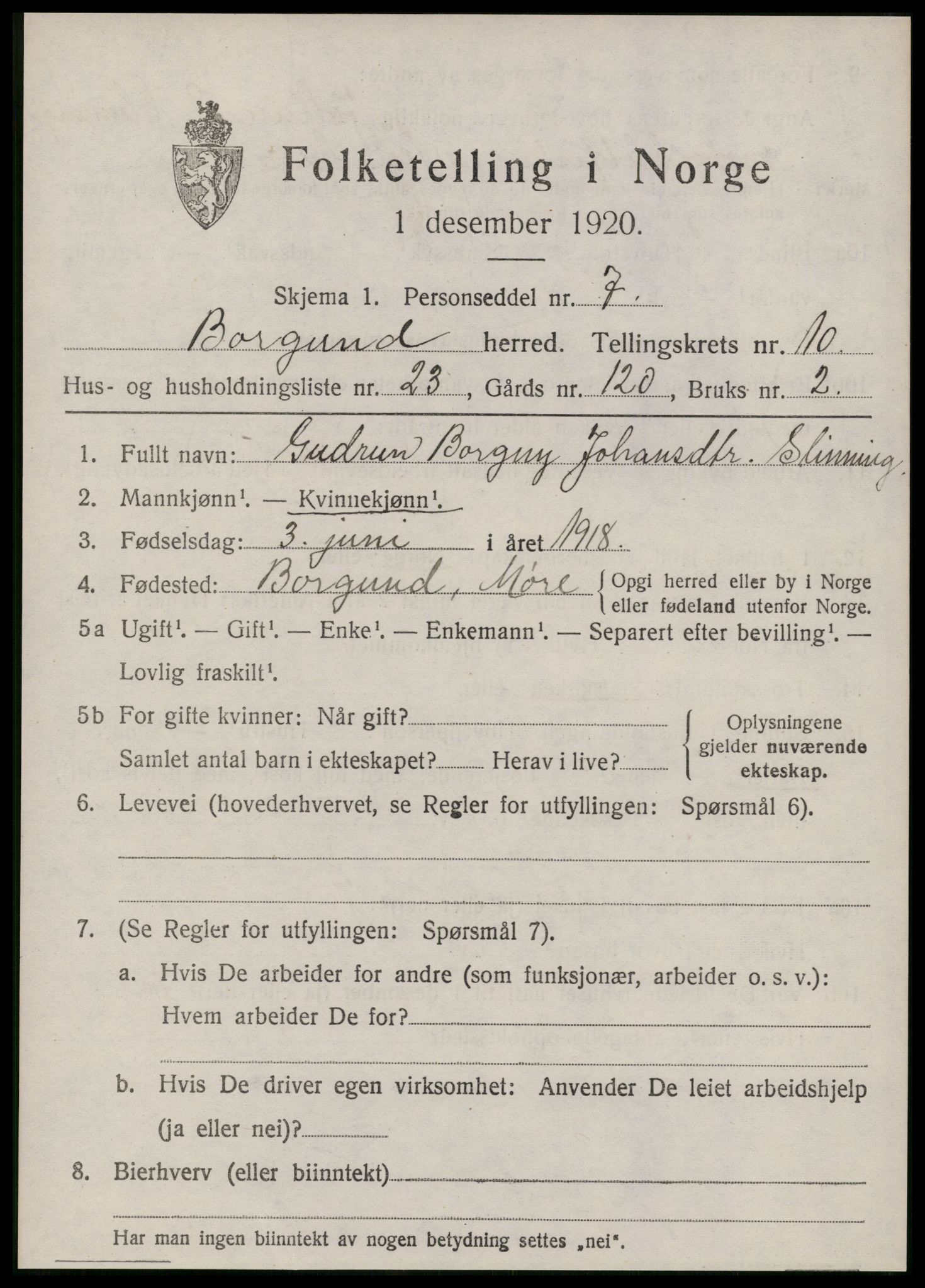 SAT, Folketelling 1920 for 1531 Borgund herred, 1920, s. 9662