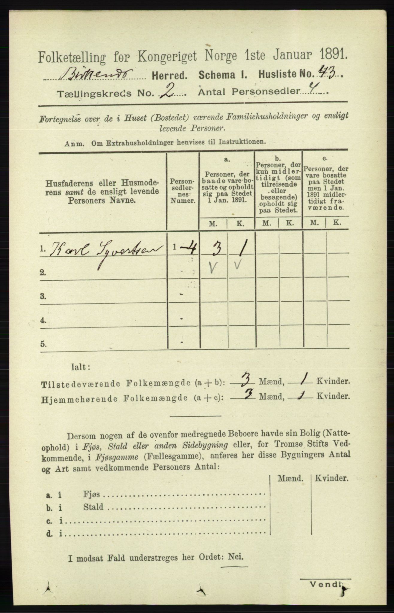RA, Folketelling 1891 for 0928 Birkenes herred, 1891, s. 490