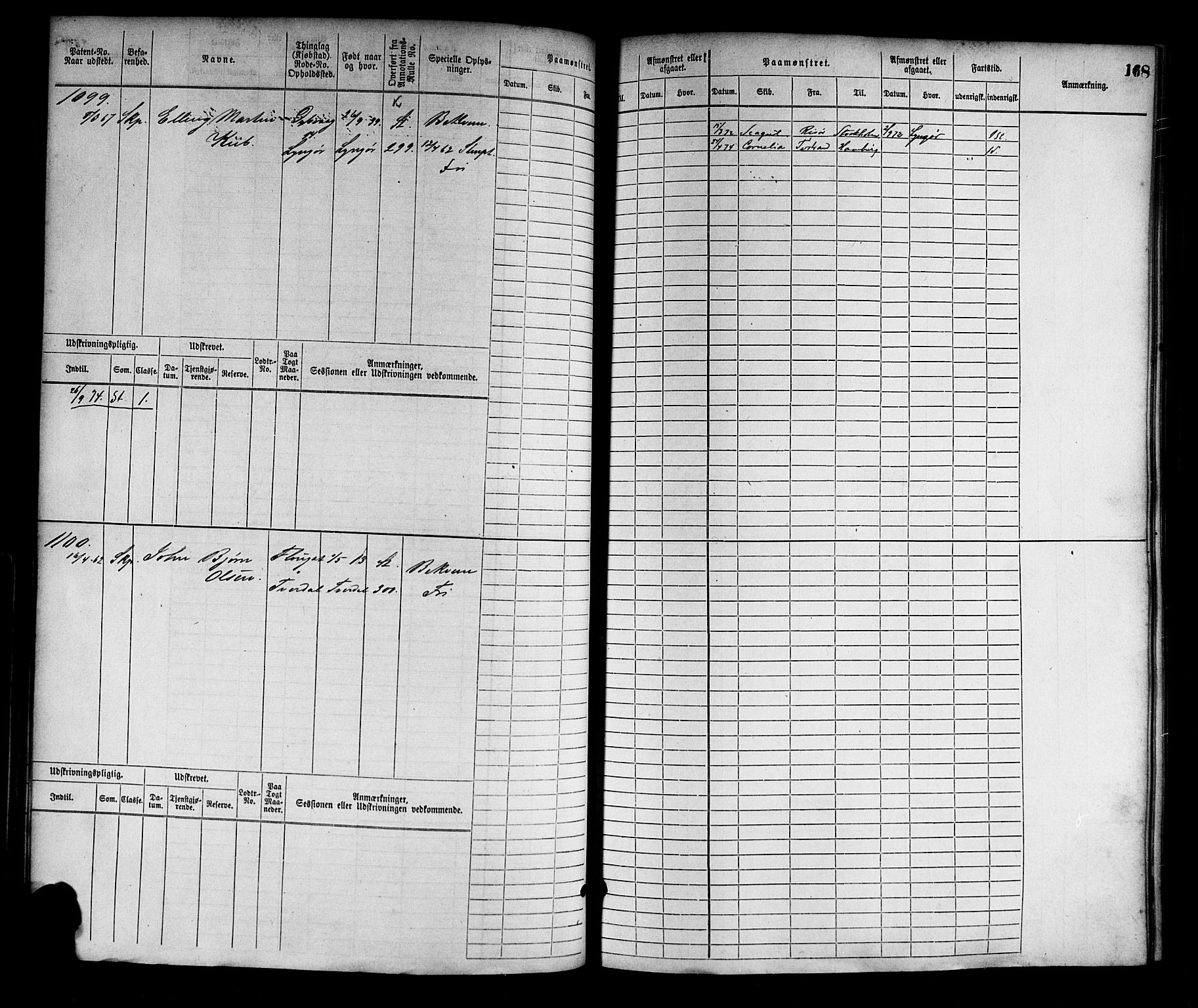 Tvedestrand mønstringskrets, AV/SAK-2031-0011/F/Fb/L0002: Hovedrulle nr 767-1528, R-3, 1868-1900, s. 169