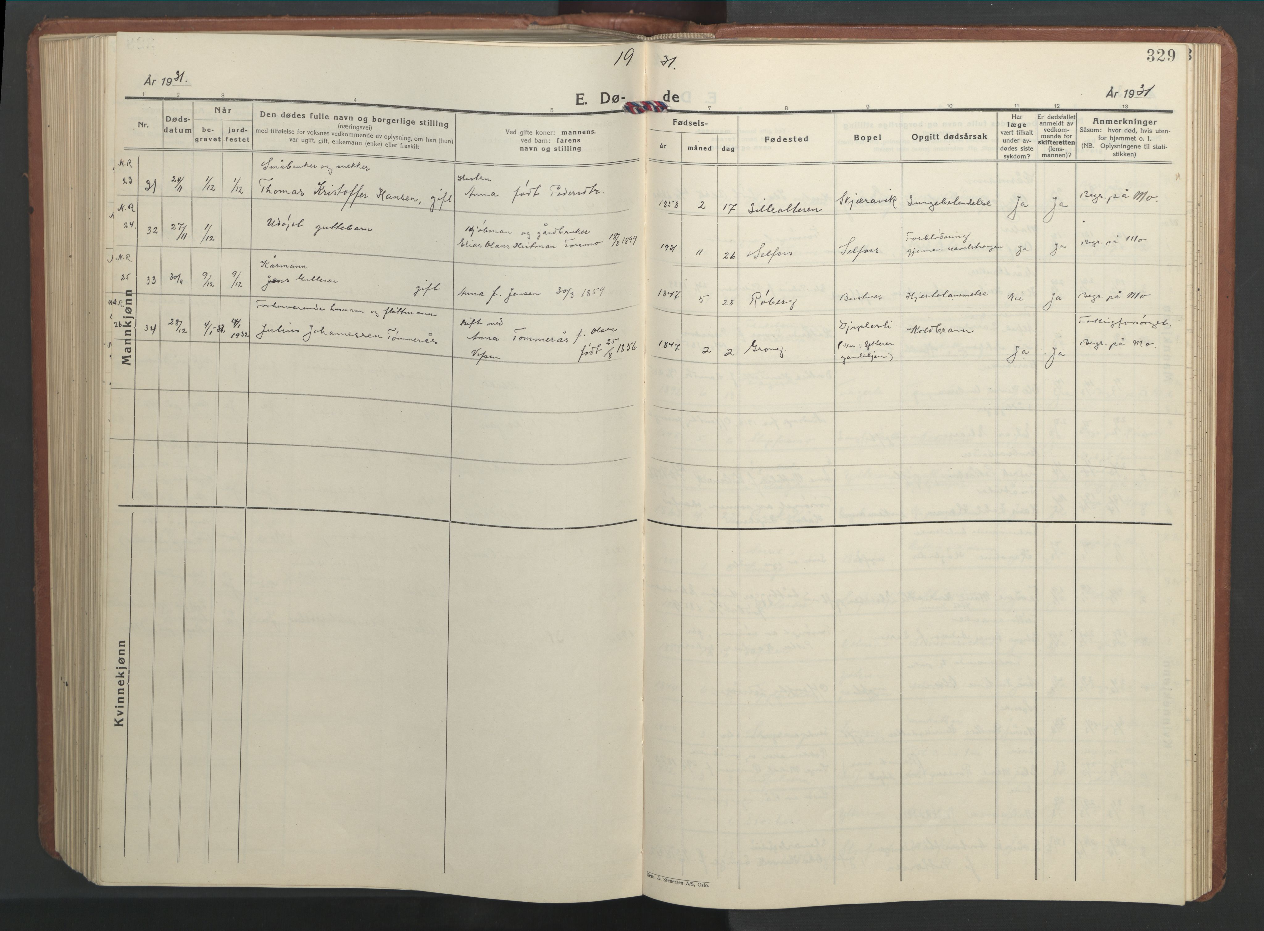 Ministerialprotokoller, klokkerbøker og fødselsregistre - Nordland, SAT/A-1459/827/L0425: Klokkerbok nr. 827C14, 1931-1946, s. 329