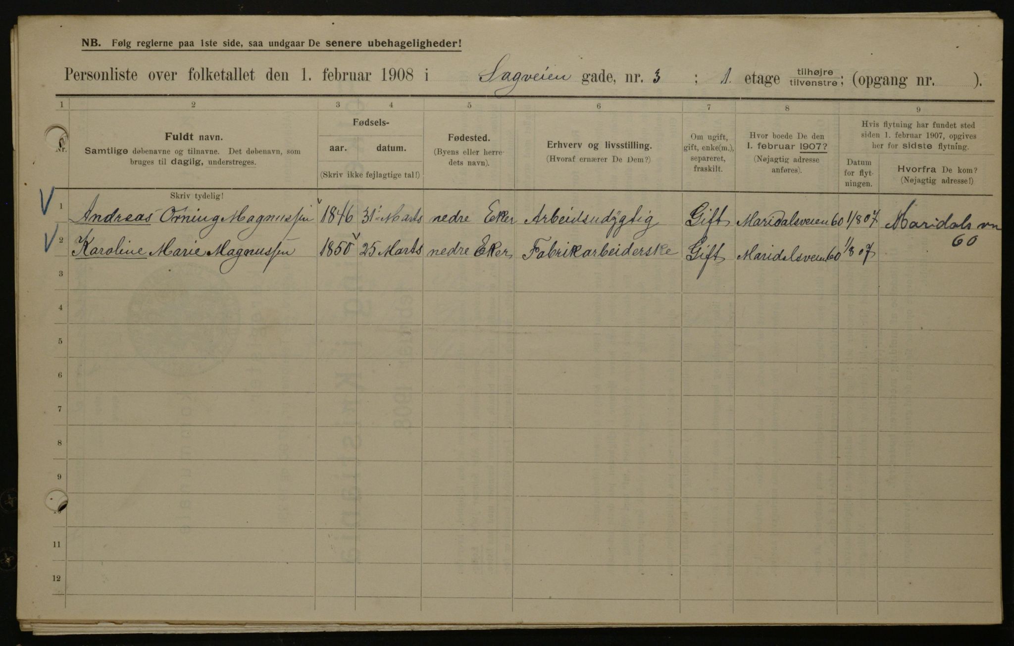 OBA, Kommunal folketelling 1.2.1908 for Kristiania kjøpstad, 1908, s. 77889