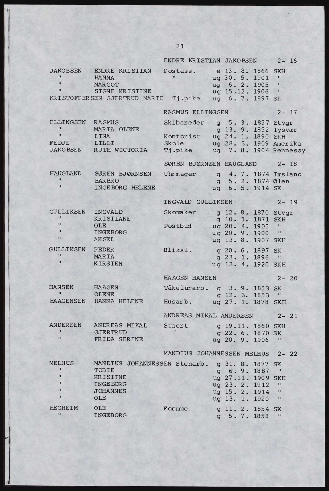 SAST, Avskrift av folketellingen 1920 for Karmøy, 1920, s. 33