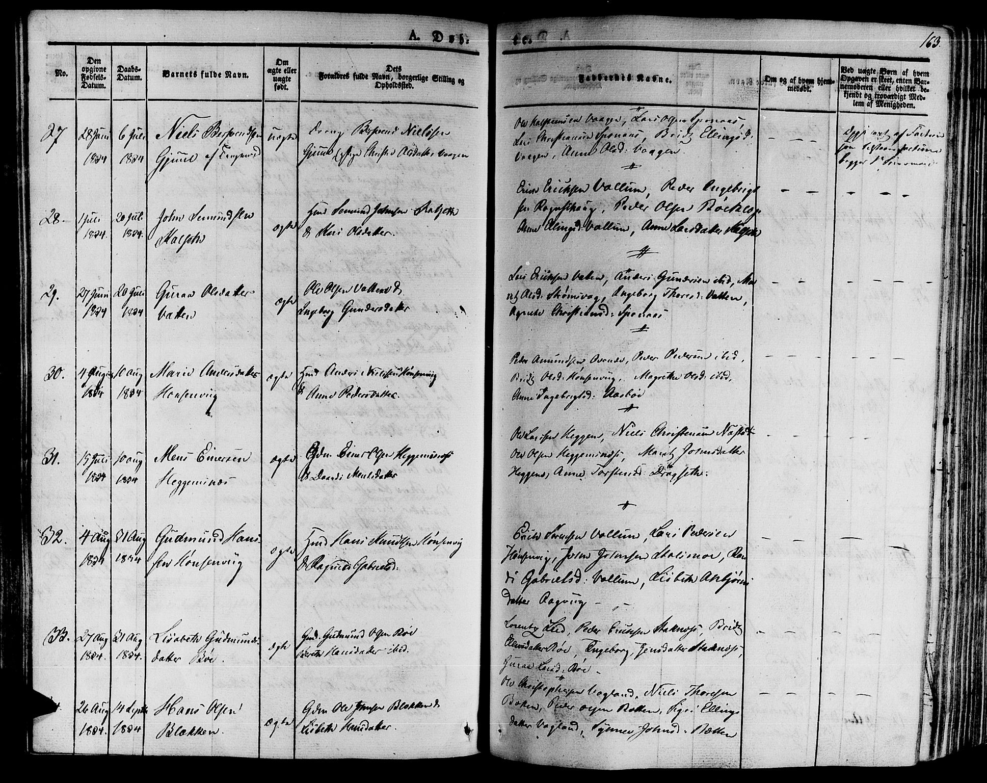 Ministerialprotokoller, klokkerbøker og fødselsregistre - Møre og Romsdal, SAT/A-1454/592/L1025: Ministerialbok nr. 592A03 /2, 1831-1849, s. 163