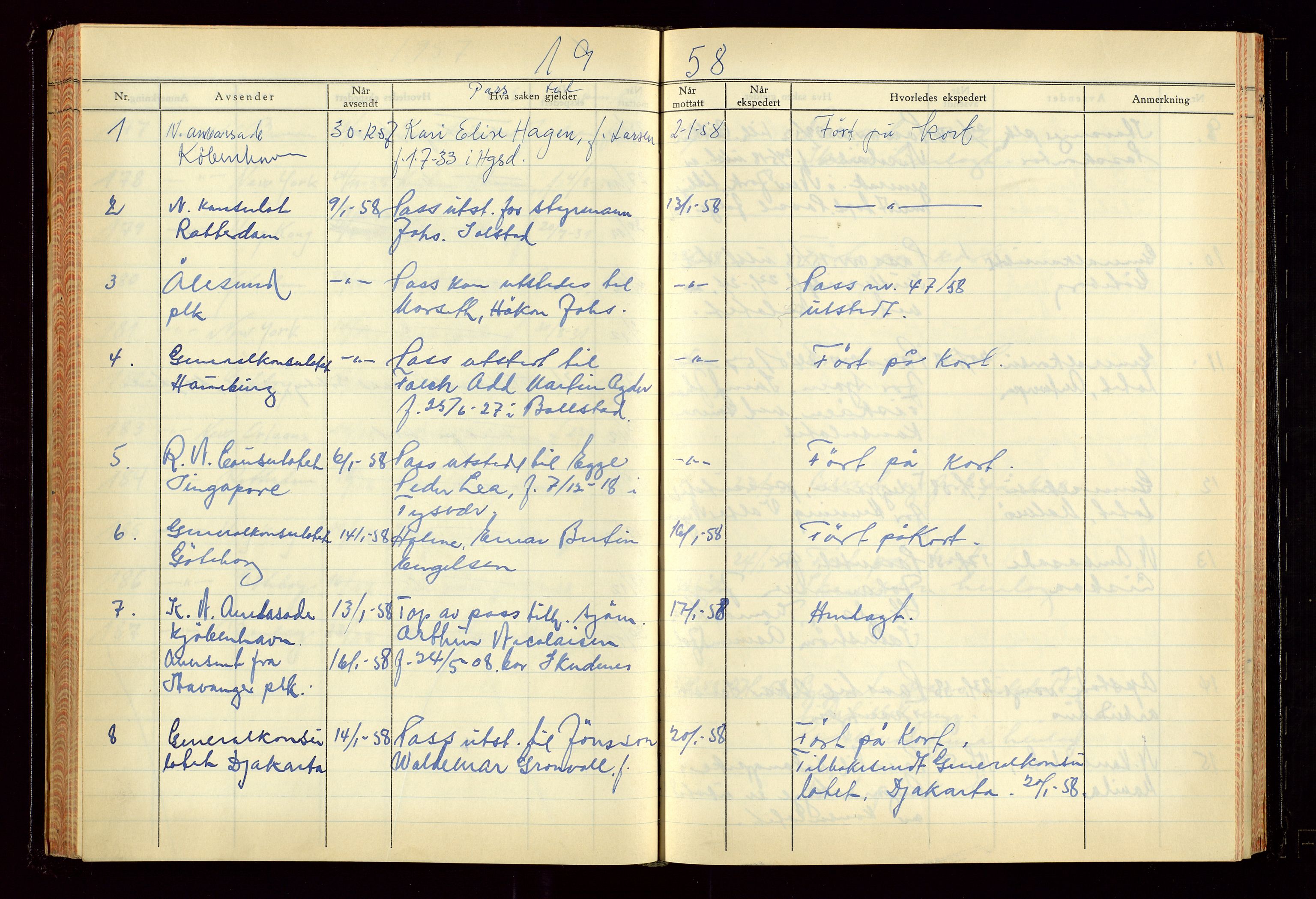 Haugesund politikammer, AV/SAST-A-100440/K/L0007: Passjournal (16 12 53-07 1065), 1953-1965, s. 83