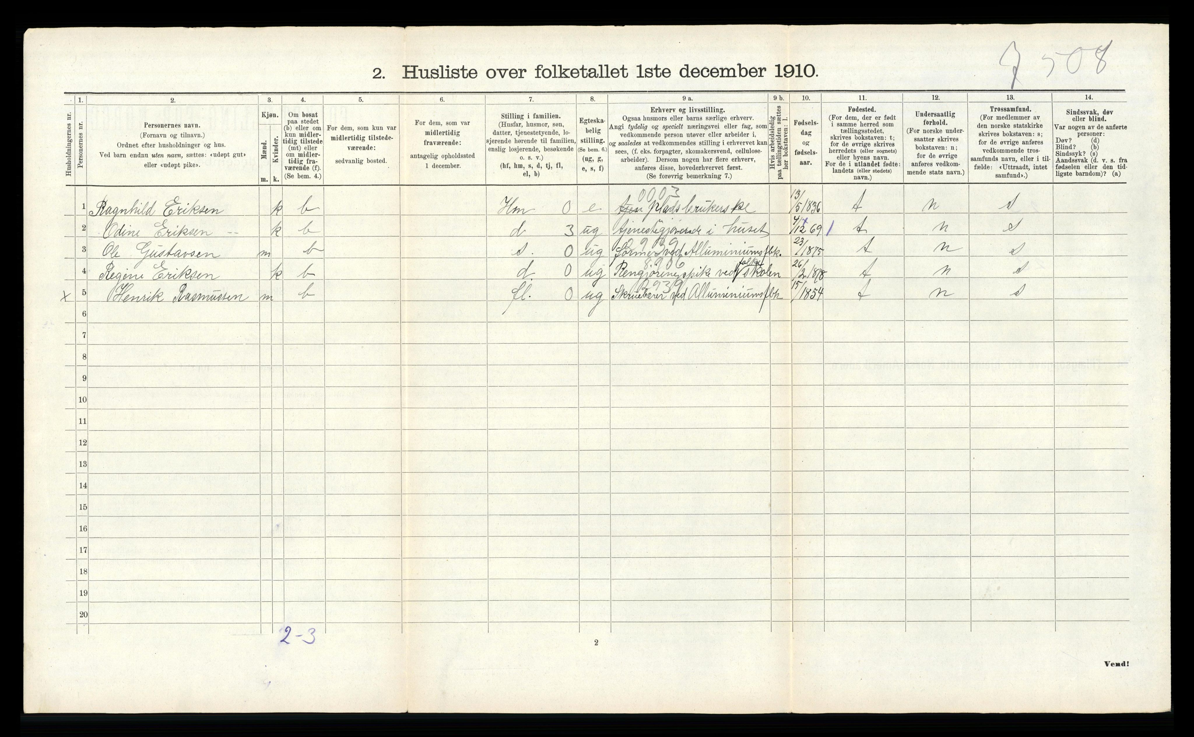 RA, Folketelling 1910 for 1014 Vennesla herred, 1910, s. 223