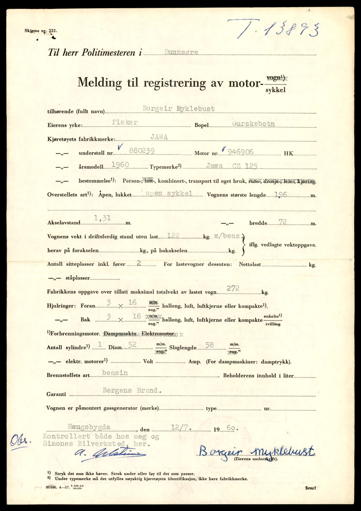 Møre og Romsdal vegkontor - Ålesund trafikkstasjon, AV/SAT-A-4099/F/Fe/L0041: Registreringskort for kjøretøy T 13710 - T 13905, 1927-1998, s. 3181