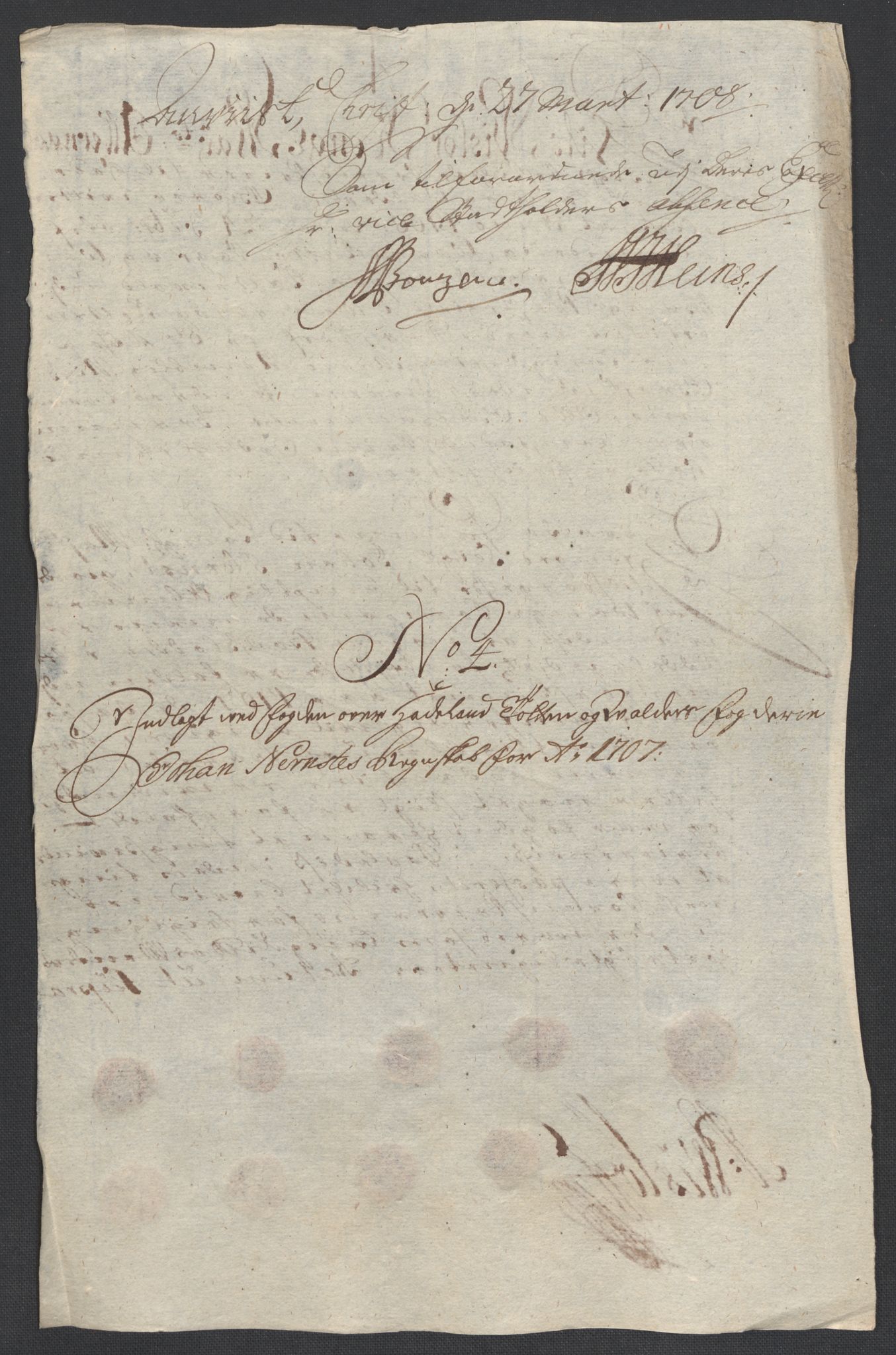 Rentekammeret inntil 1814, Reviderte regnskaper, Fogderegnskap, AV/RA-EA-4092/R18/L1305: Fogderegnskap Hadeland, Toten og Valdres, 1707-1708, s. 29