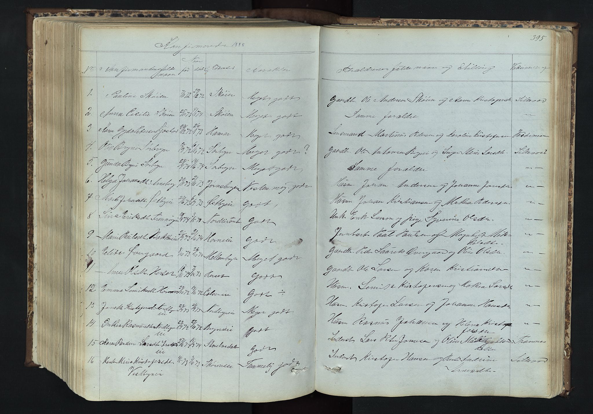 Romedal prestekontor, AV/SAH-PREST-004/L/L0011: Klokkerbok nr. 11, 1867-1895, s. 395
