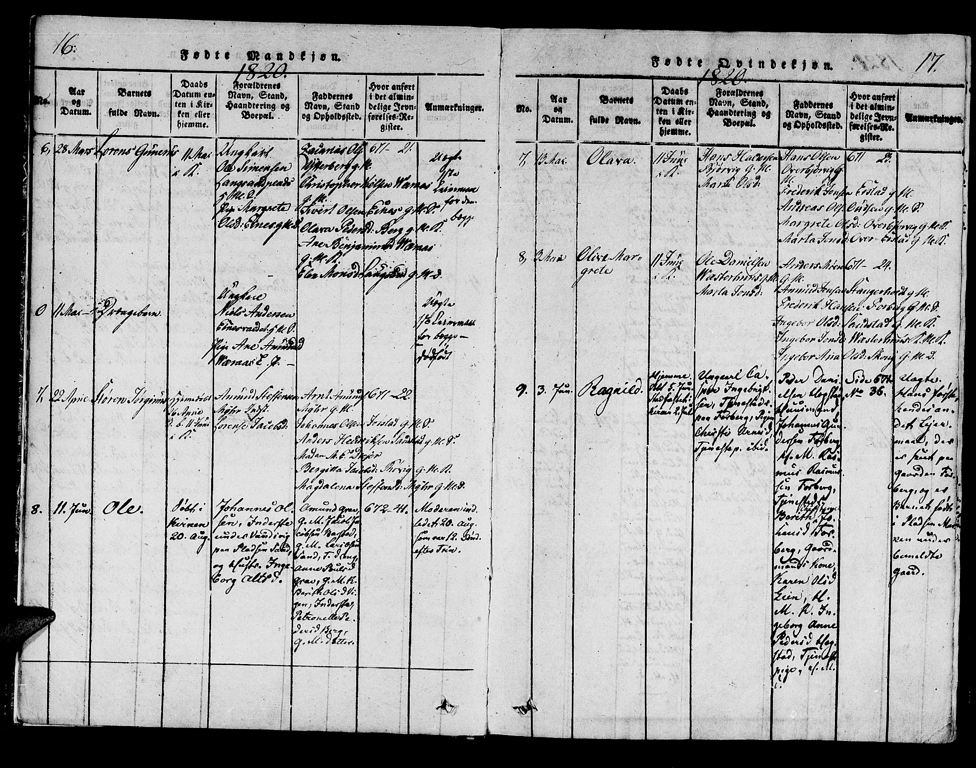 Ministerialprotokoller, klokkerbøker og fødselsregistre - Nord-Trøndelag, SAT/A-1458/722/L0217: Ministerialbok nr. 722A04, 1817-1842, s. 16-17