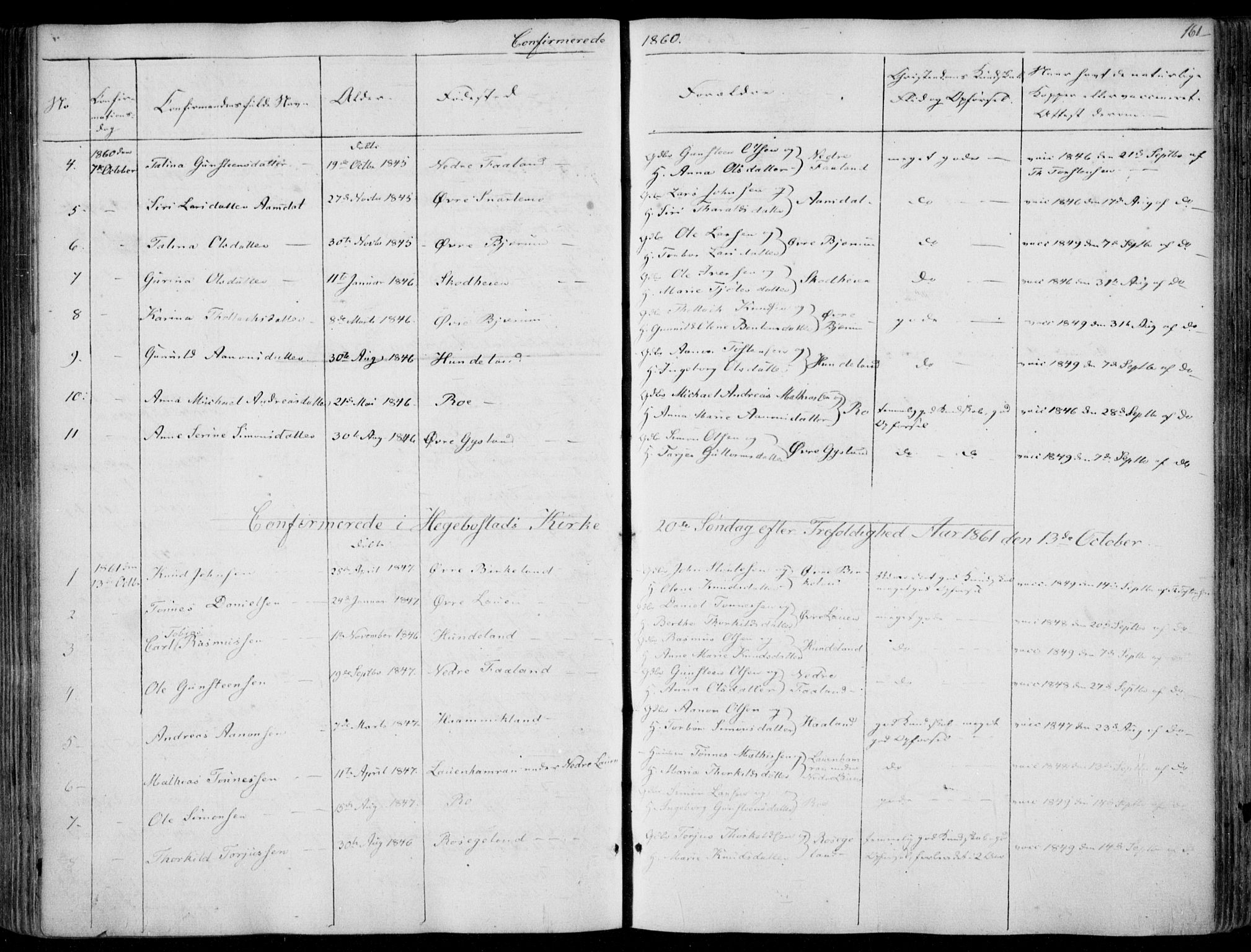 Hægebostad sokneprestkontor, SAK/1111-0024/F/Fa/Faa/L0004: Ministerialbok nr. A 4, 1834-1864, s. 161