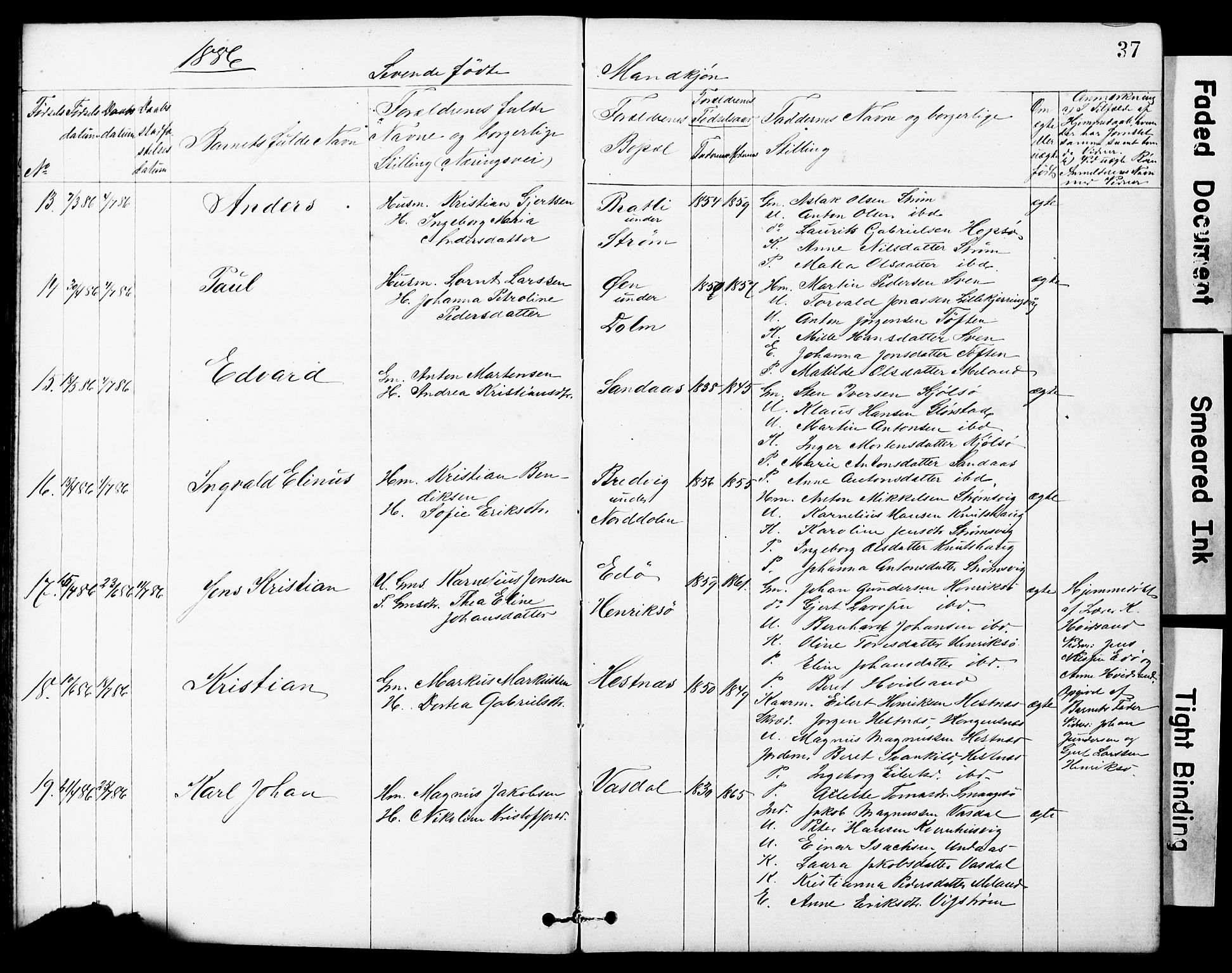 Ministerialprotokoller, klokkerbøker og fødselsregistre - Sør-Trøndelag, AV/SAT-A-1456/634/L0541: Klokkerbok nr. 634C03, 1874-1891, s. 37