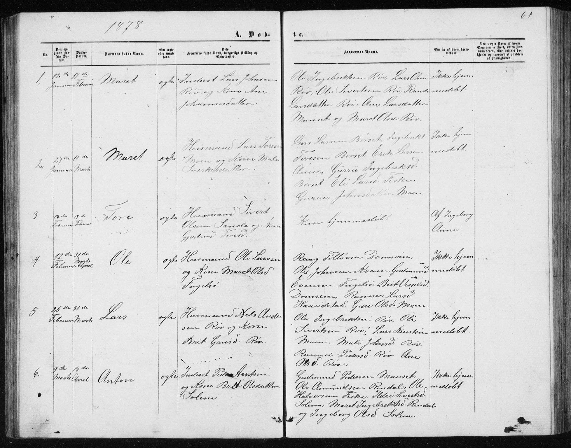 Ministerialprotokoller, klokkerbøker og fødselsregistre - Møre og Romsdal, AV/SAT-A-1454/597/L1064: Klokkerbok nr. 597C01, 1866-1898, s. 61