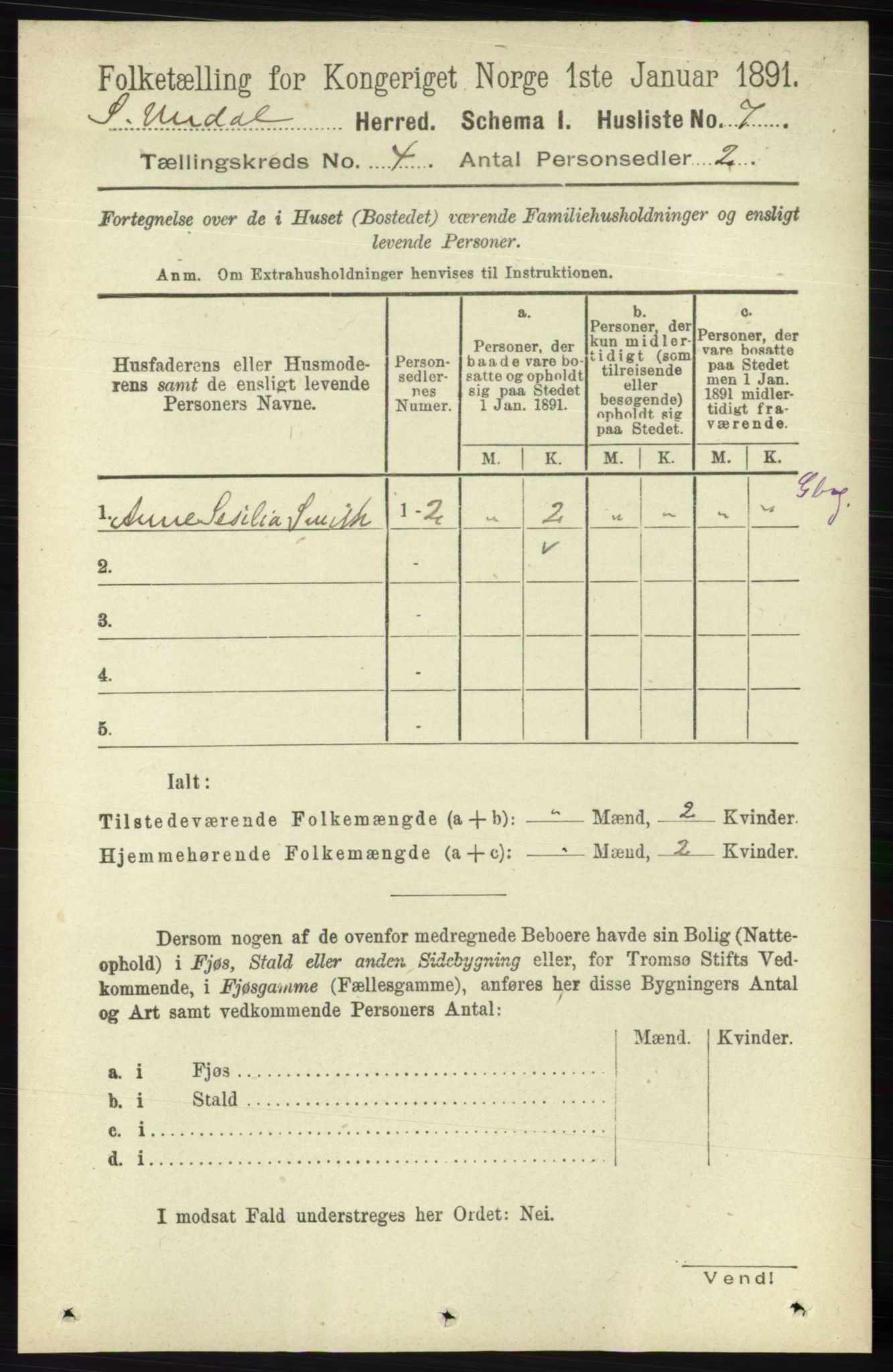 RA, Folketelling 1891 for 1029 Sør-Audnedal herred, 1891, s. 1337