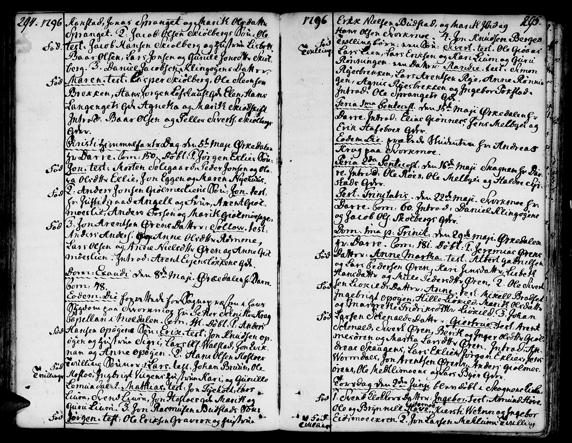 Ministerialprotokoller, klokkerbøker og fødselsregistre - Sør-Trøndelag, SAT/A-1456/668/L0802: Ministerialbok nr. 668A02, 1776-1799, s. 294-295