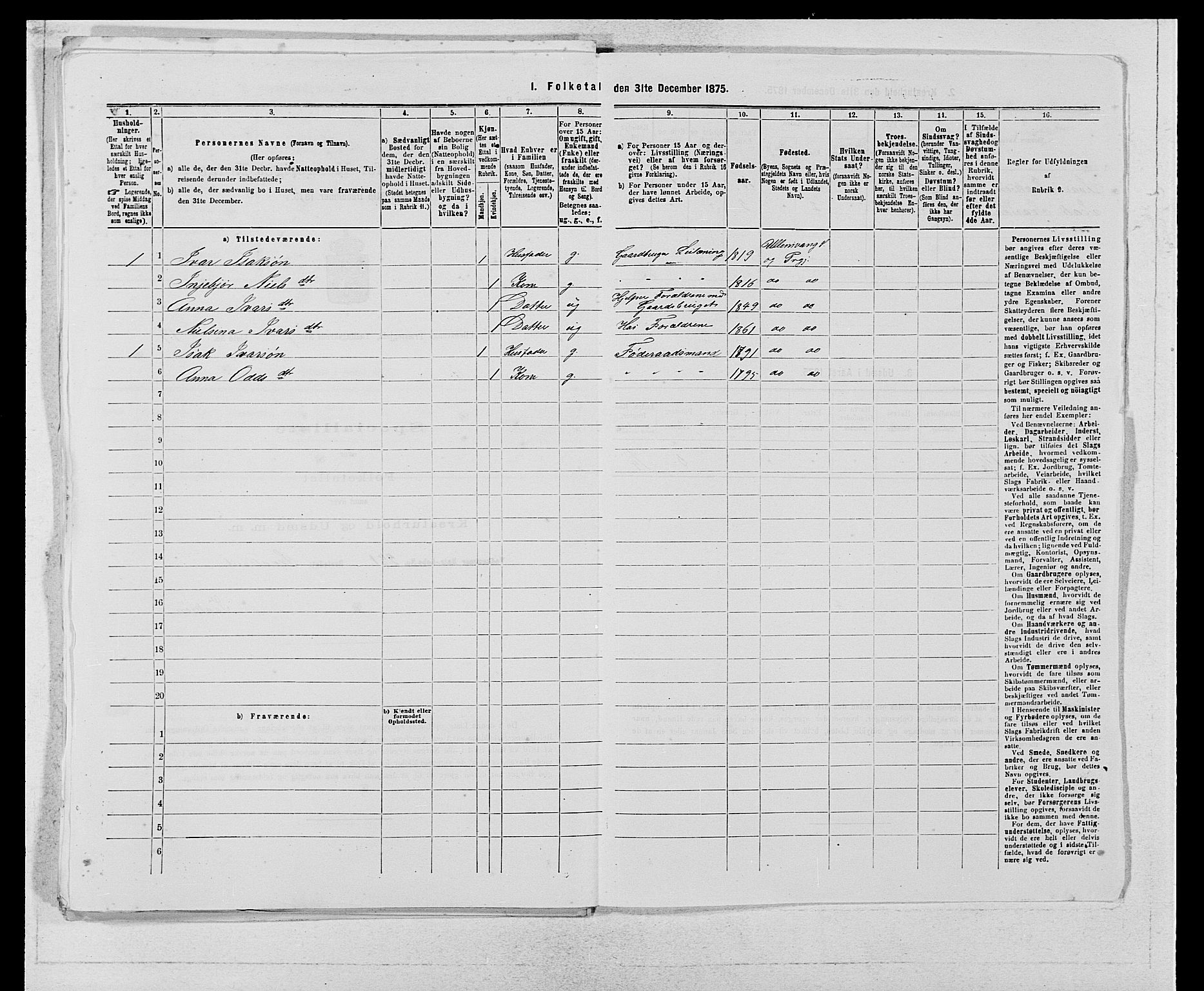 SAB, Folketelling 1875 for 1230P Ullensvang prestegjeld, 1875, s. 739