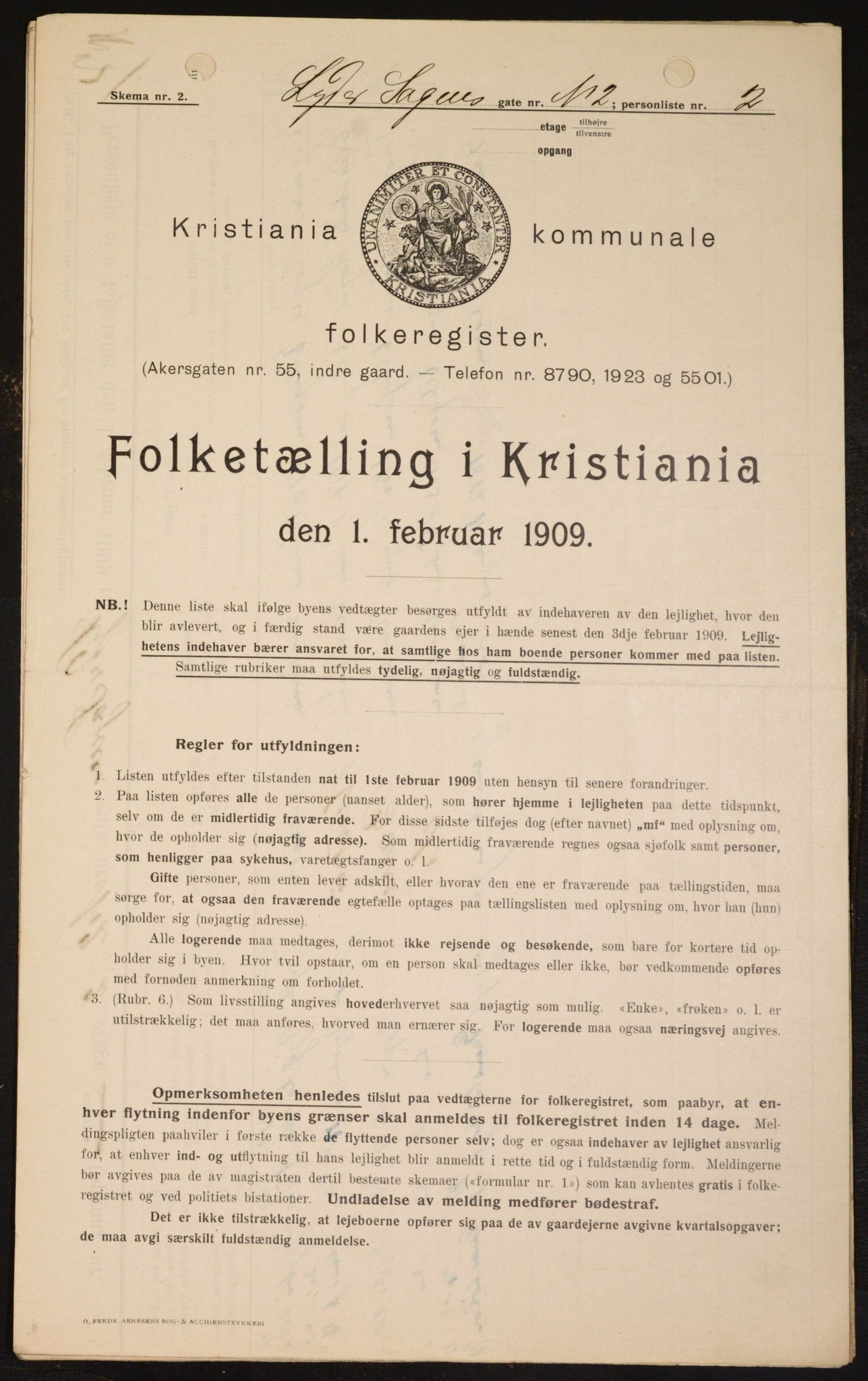 OBA, Kommunal folketelling 1.2.1909 for Kristiania kjøpstad, 1909, s. 53135